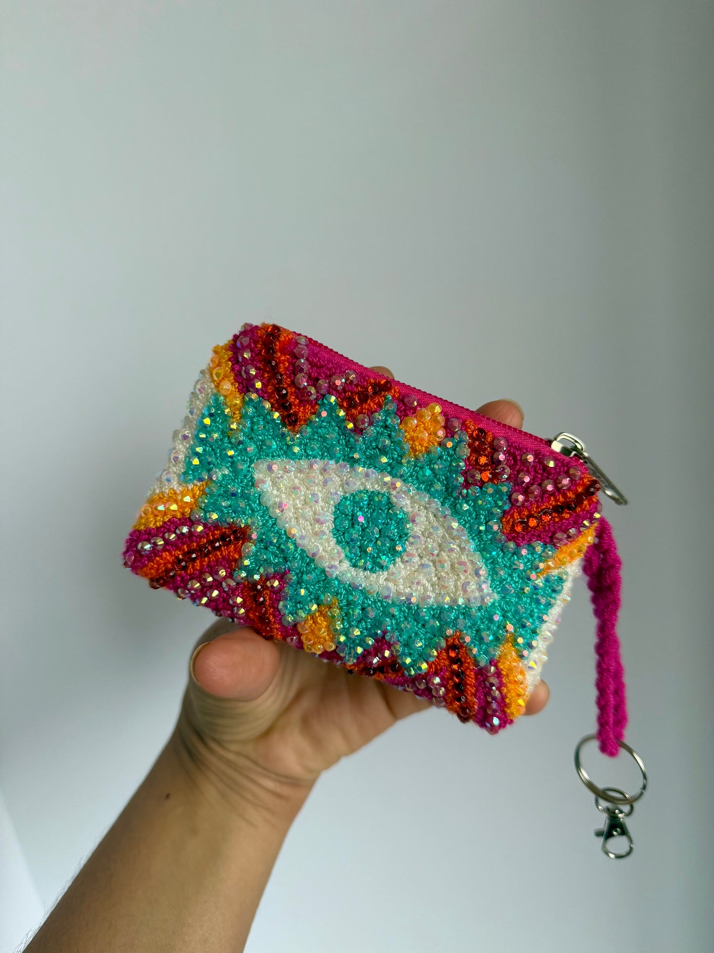 Decorated Hand-Embroidered Evil Eye Coin Purses – Unique Charm Wallets Full of Protection & Color