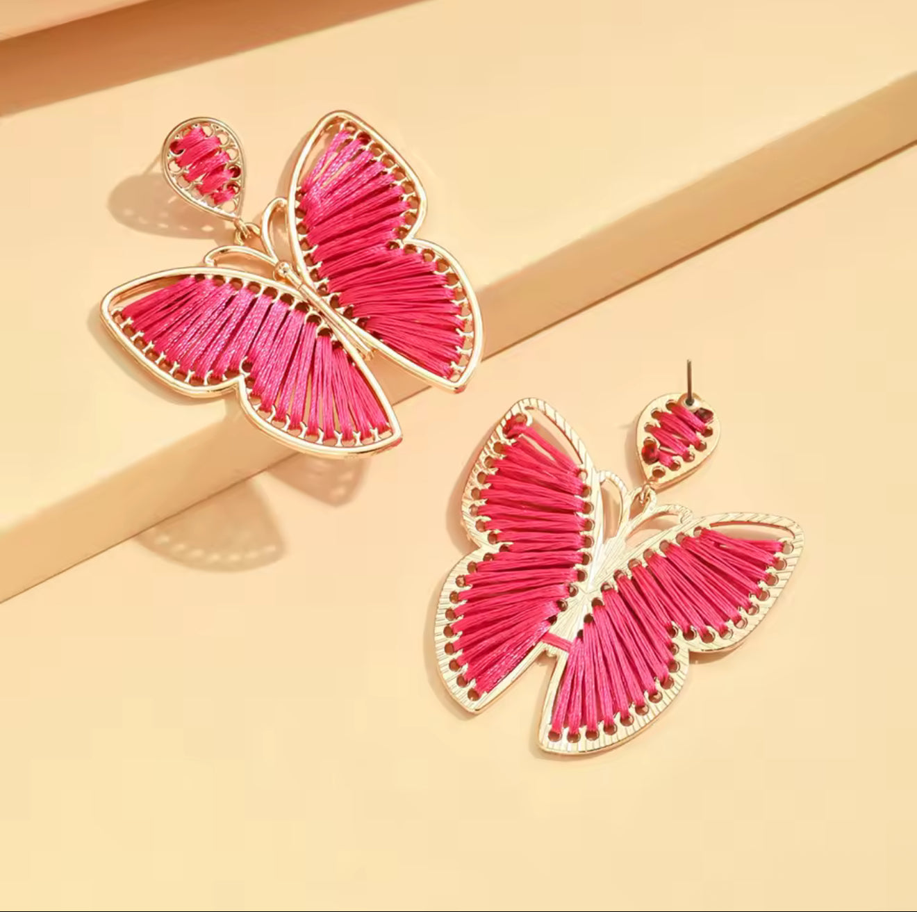 Hand Embroidered Earrings Strawberries, Hearts & Birds