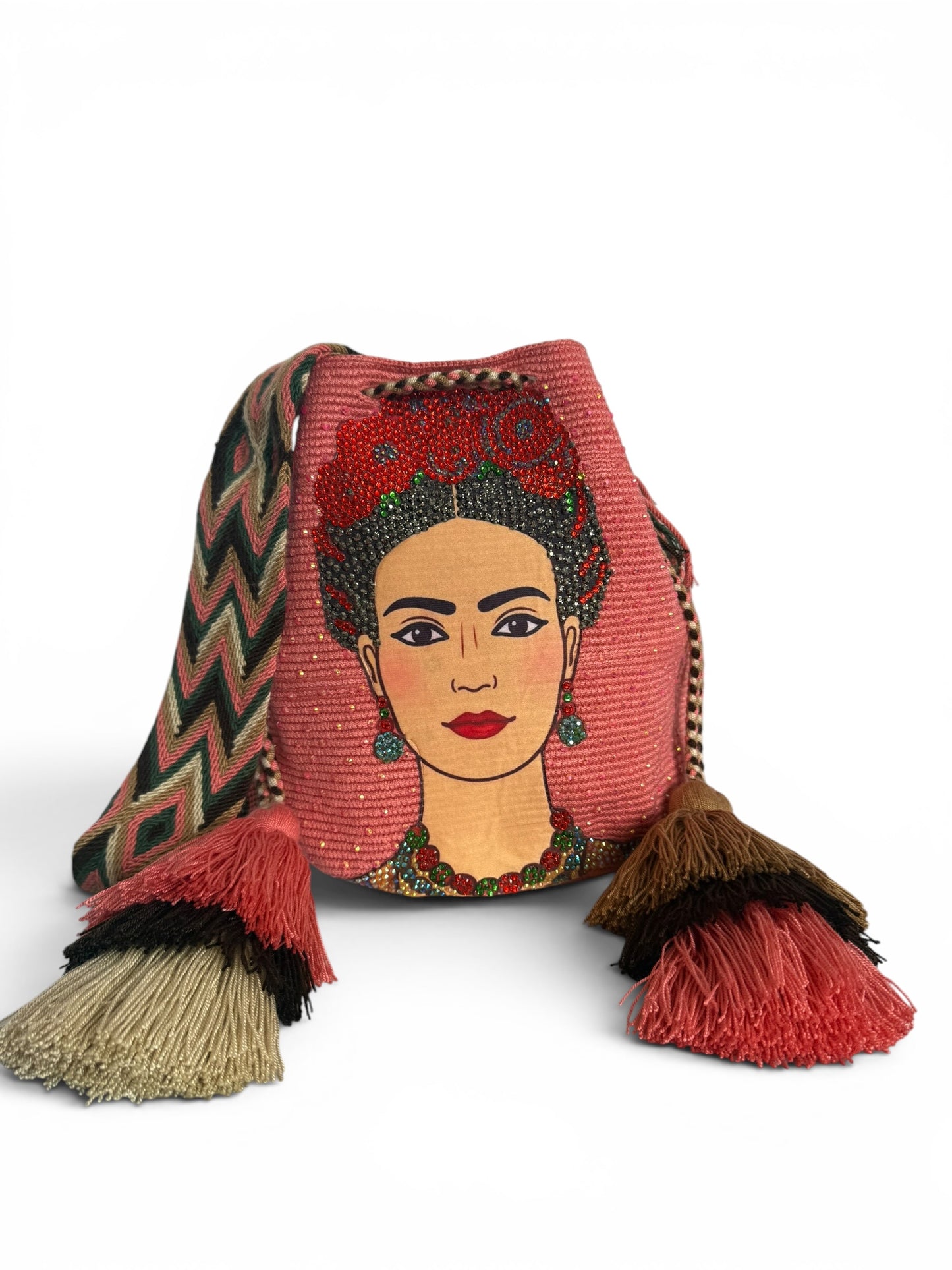 Wayuu Frida bucket crossbody Large Tote Bag Handmade Artisan decorated