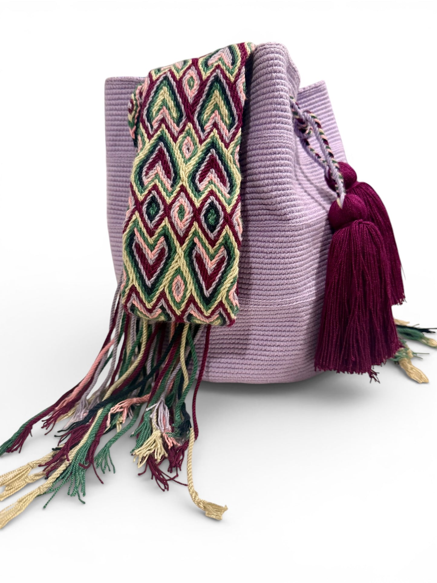 Shoulder bag Wayuu large unicolor tradicional crochet