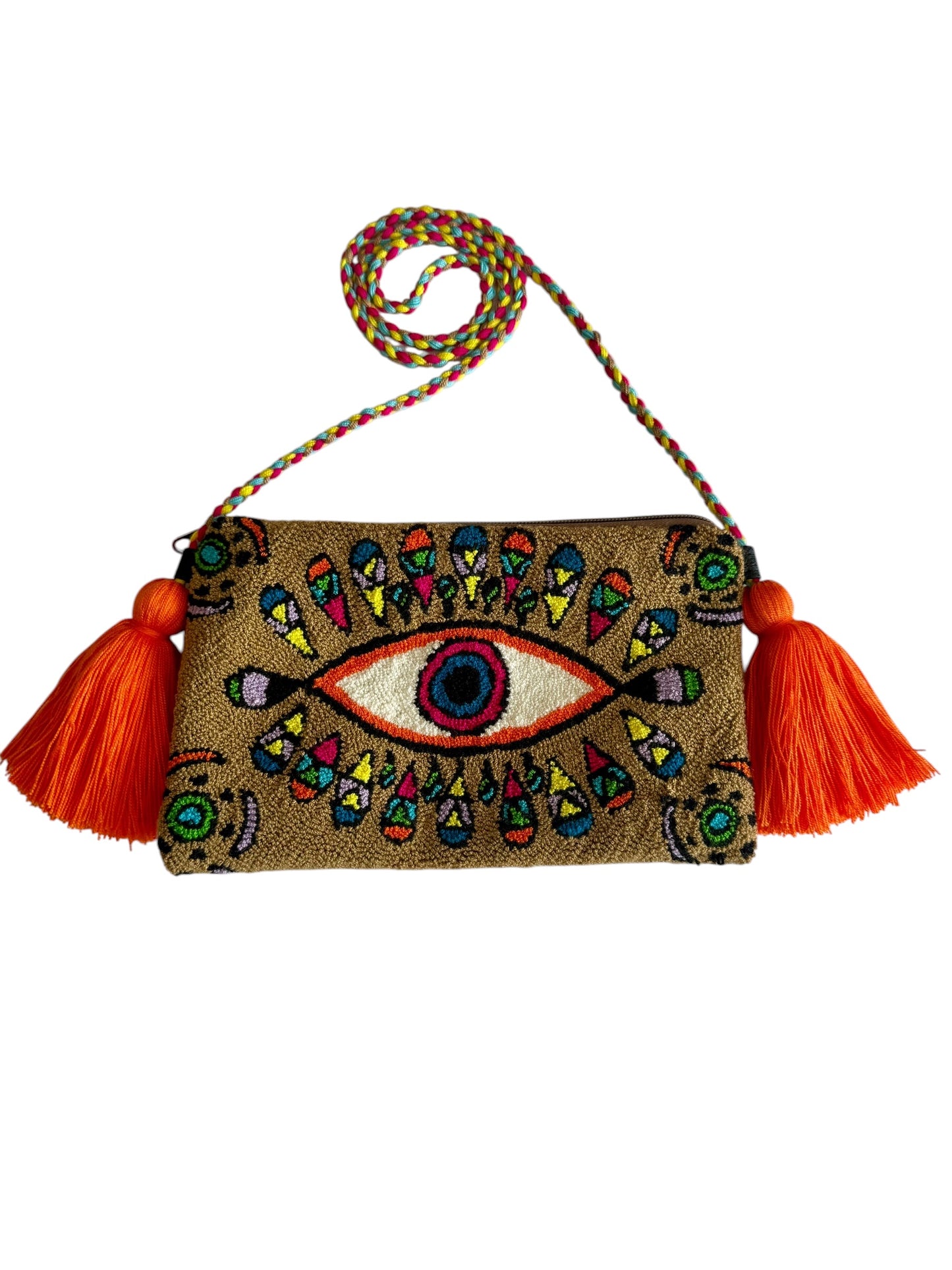 Handmade Crossbody Wayuu Upholstery Handbag Evil eye Zafira Complements