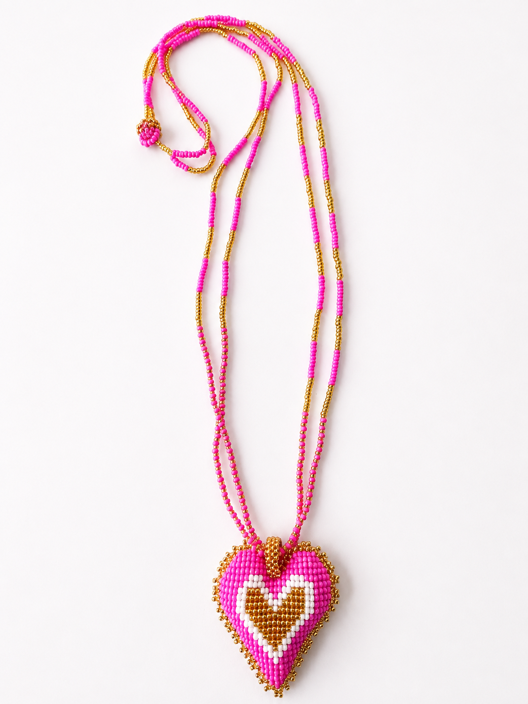 Hearts 3D Beaded Necklaces colors  Artisan Boho Jewelry