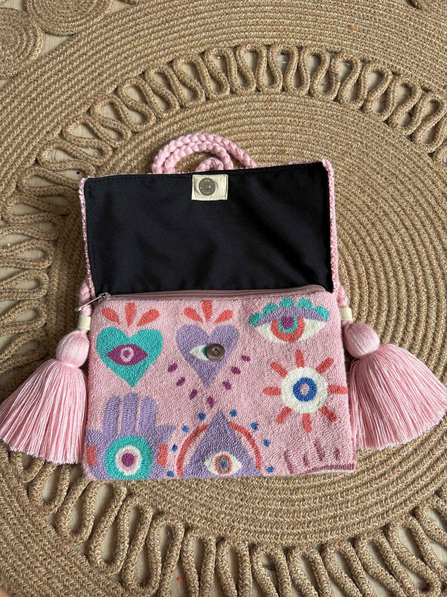 Handmade Crossbody Wayuu Upholstery Handbag With upholstered