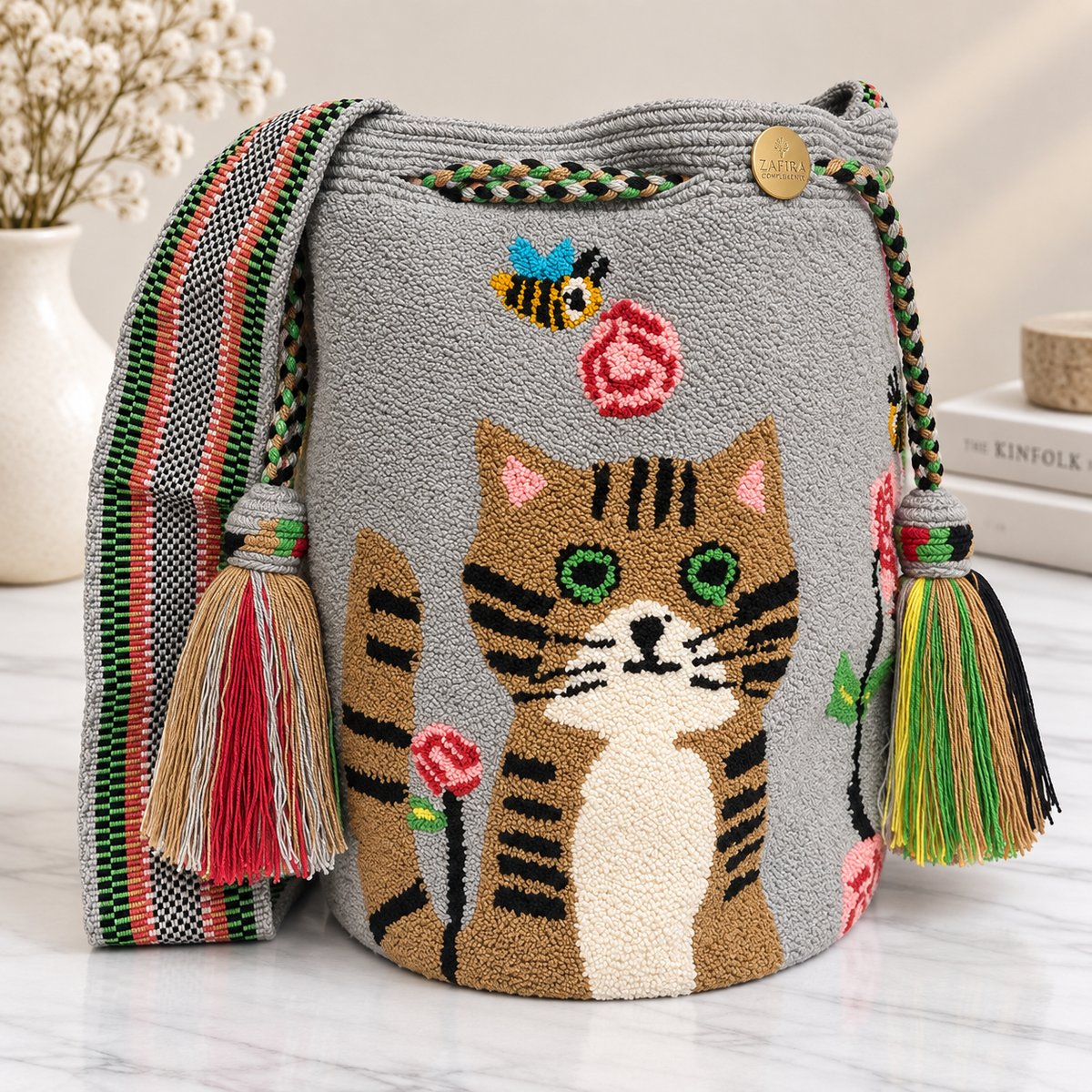 Luxury Large Bucket Bag Upholstered | Handmade Crossbody Bag with Inner Lining