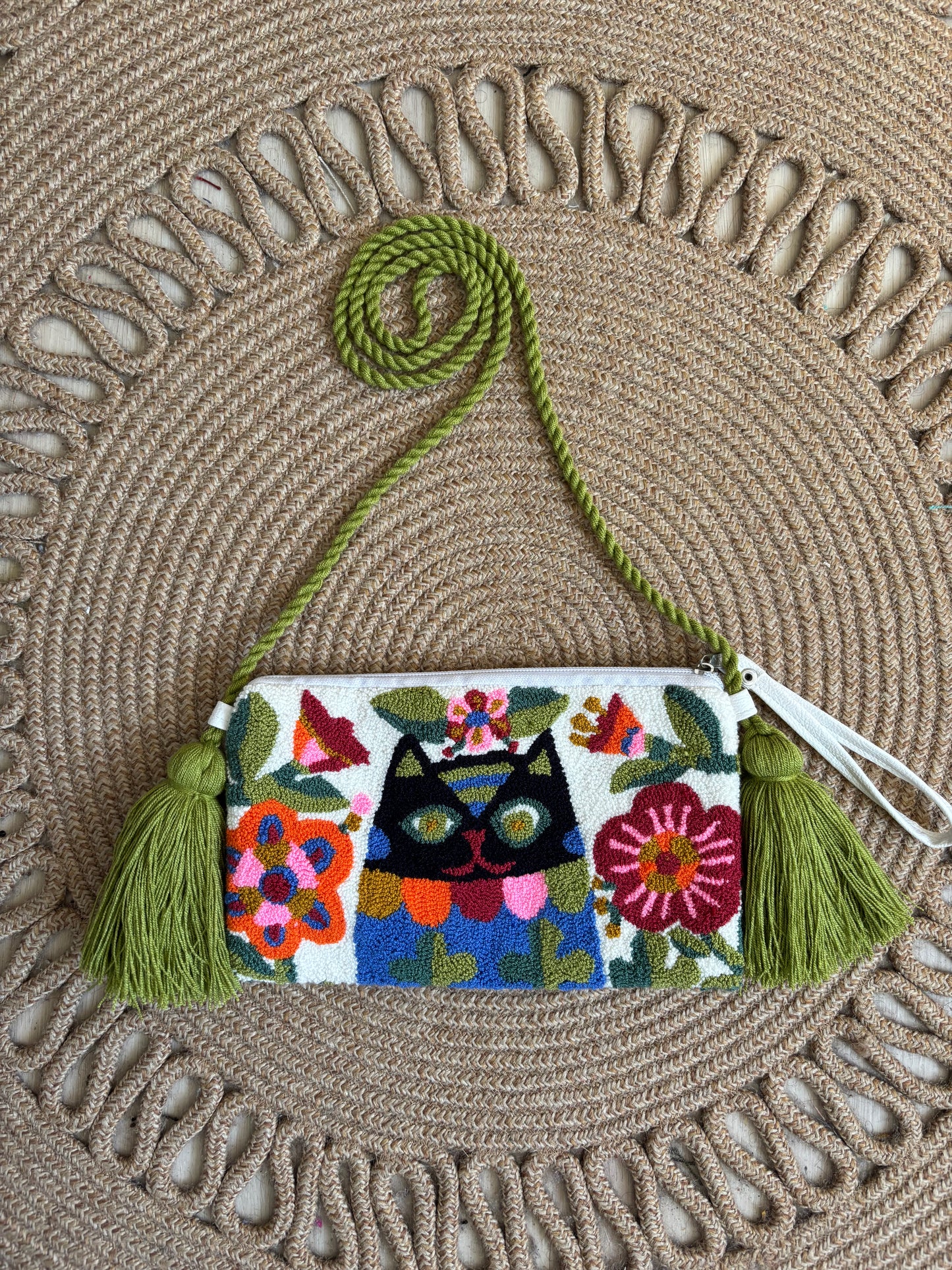 Handmade Crossbody Wayuu Upholstery Handbag Evil eye Zafira Complements