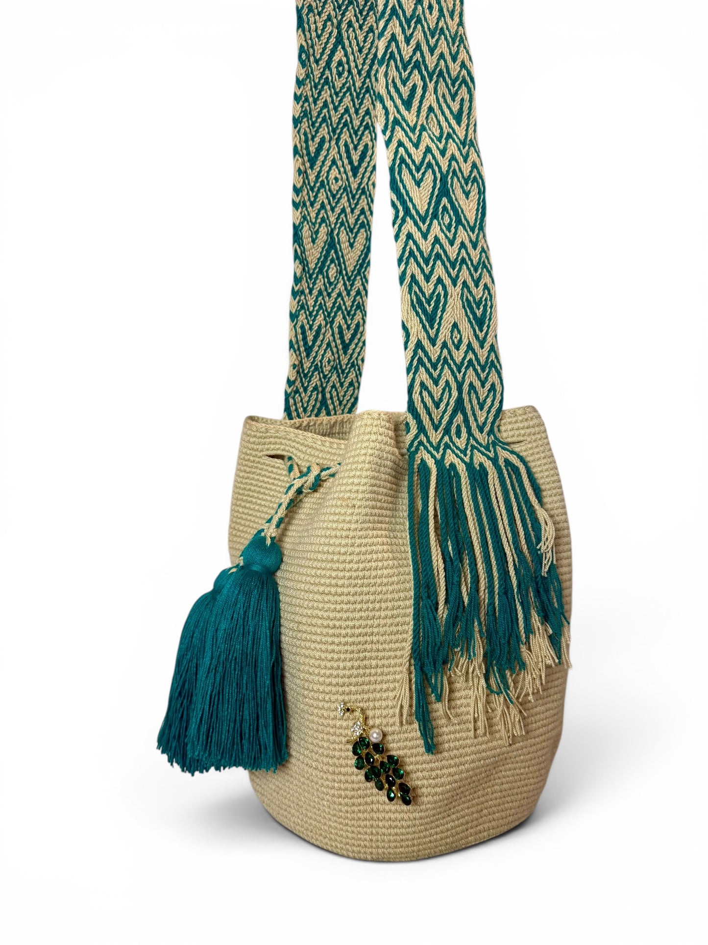 Shoulder bag Wayuu large unicolor tradicional crochet