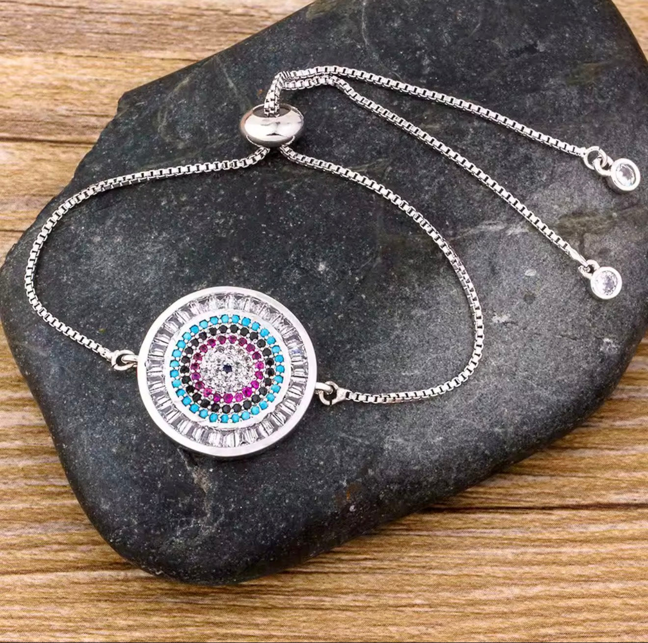 Handmade Crochet Evil Eye Bracelet – Colorful Boho Jewelry