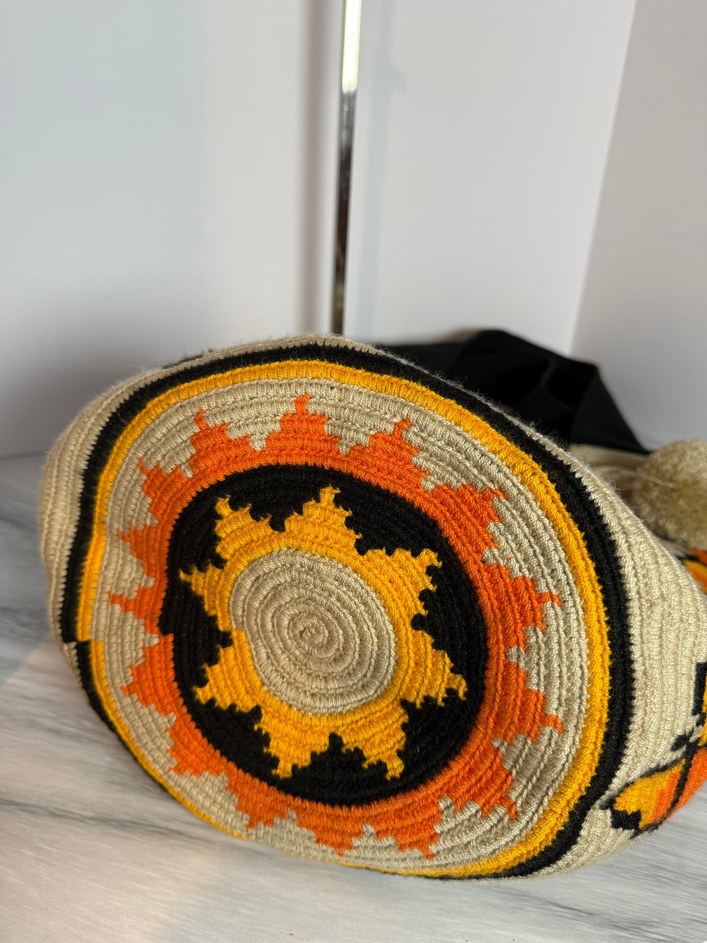 Wayuu XL Butterfly Handwoven Tote Bag Inner lining, sliding and ornament (pompom)