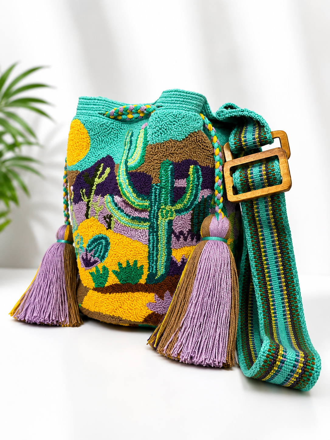 Upholstered medium bucket crossbody Bag