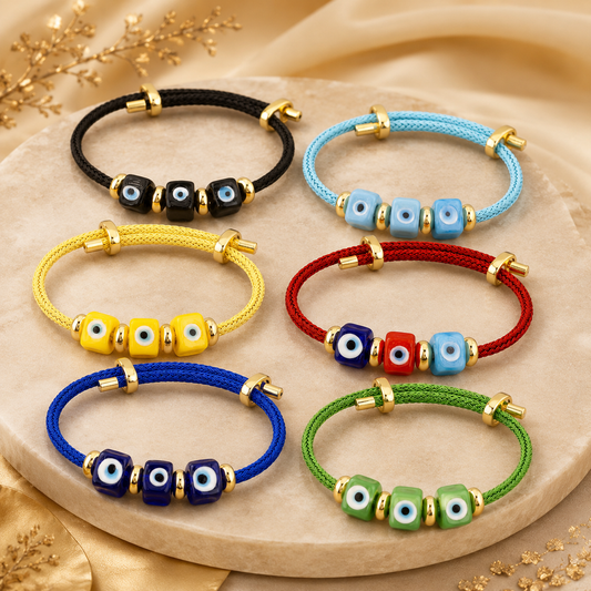 Lucky Turkish Evil Eye Rope Bracelet Adjustable for Women Punk Style Personality Design Jewelry Gifts