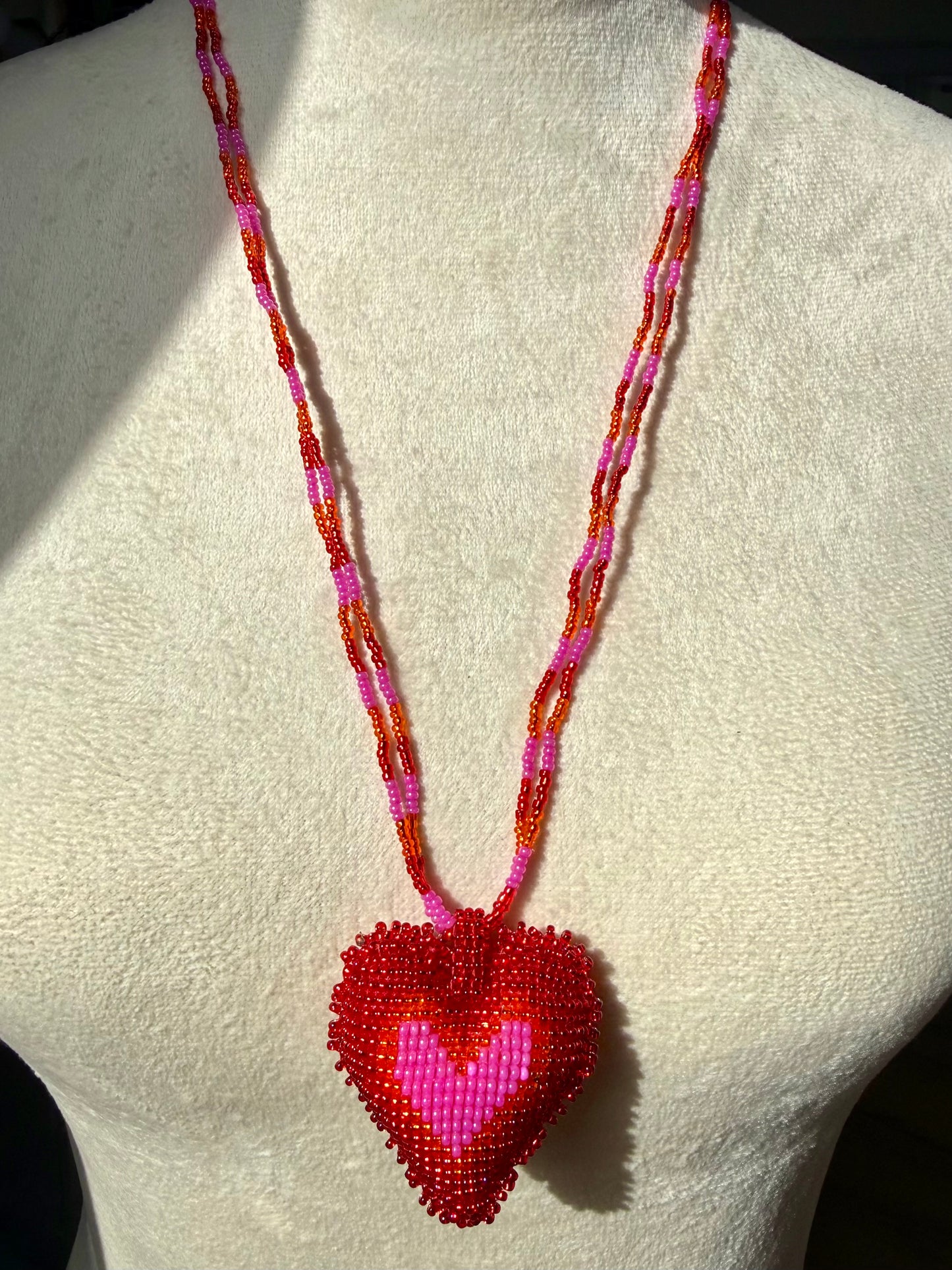 Hearts 3D Beaded Necklaces colors  Artisan Boho Jewelry