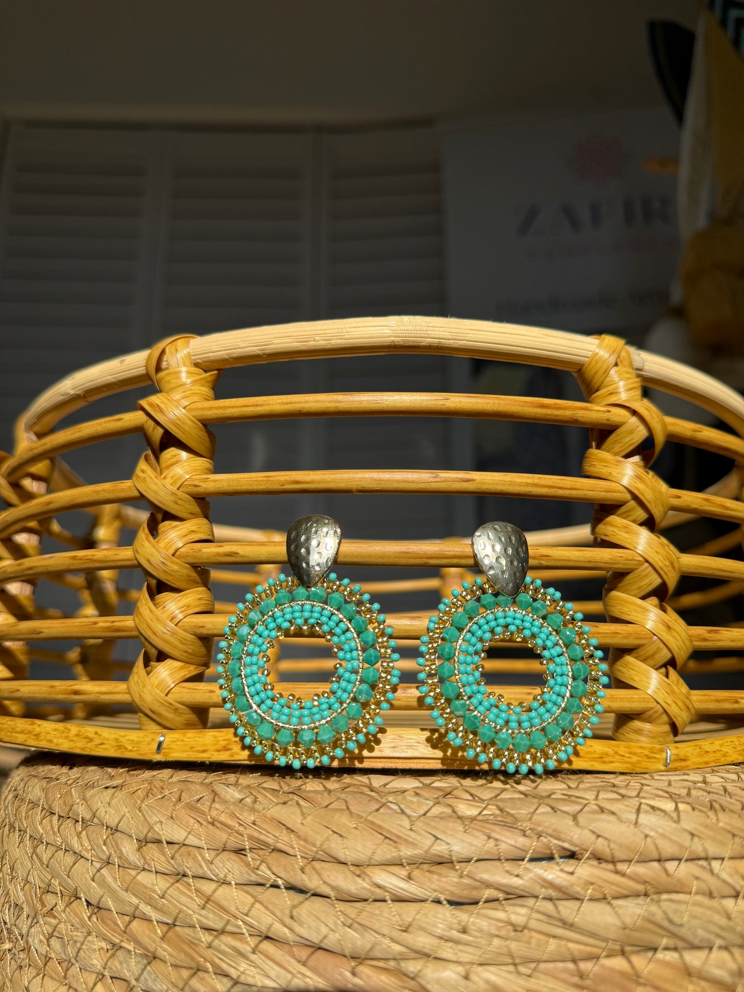 Handmade Round Beaded Earrings – Gold Rhodium Plated, Multiple Colors