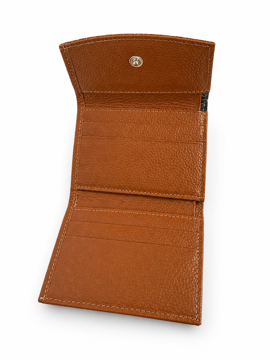 Genuine Cowhide Leather Card Holder Wallet with Zipper Hair-On Multiple Card Slots