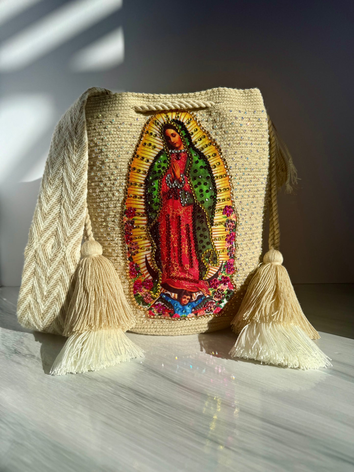 Wayuu Bag Virgin of Guadalupe  Decorated Details Handmade