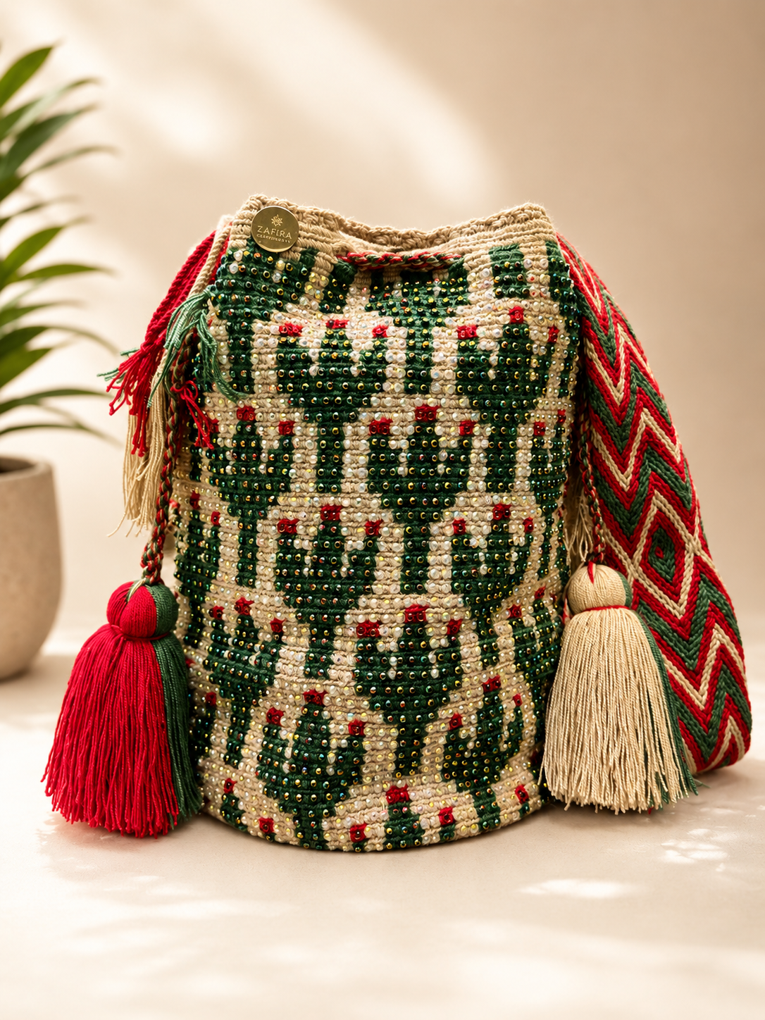 large Wayuu Bag Handwoven special Design decorated