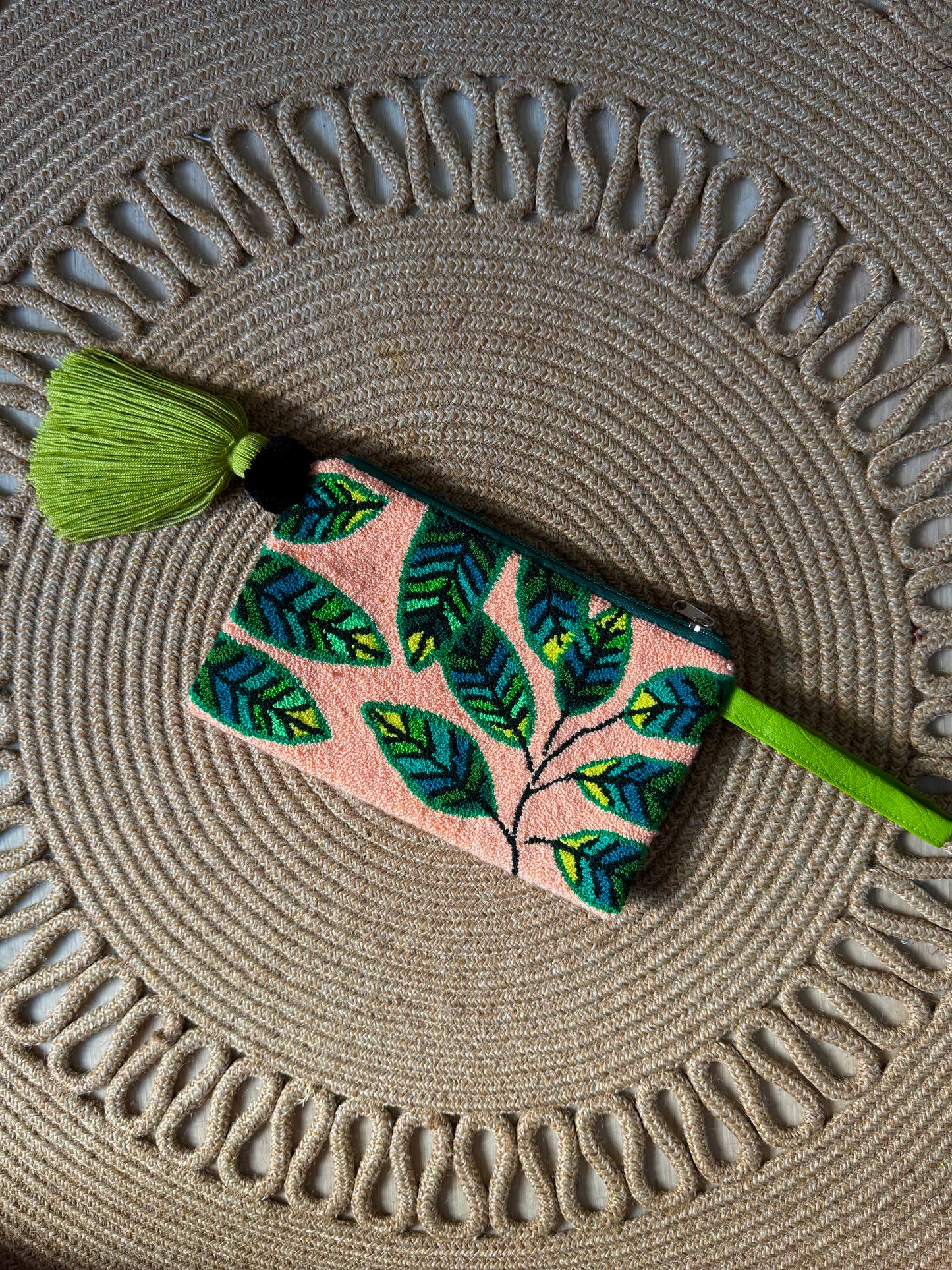 Handmade Floral Clutch | Colorful Embroidered Tapizado Bag with Tassel | Boho Wristlet