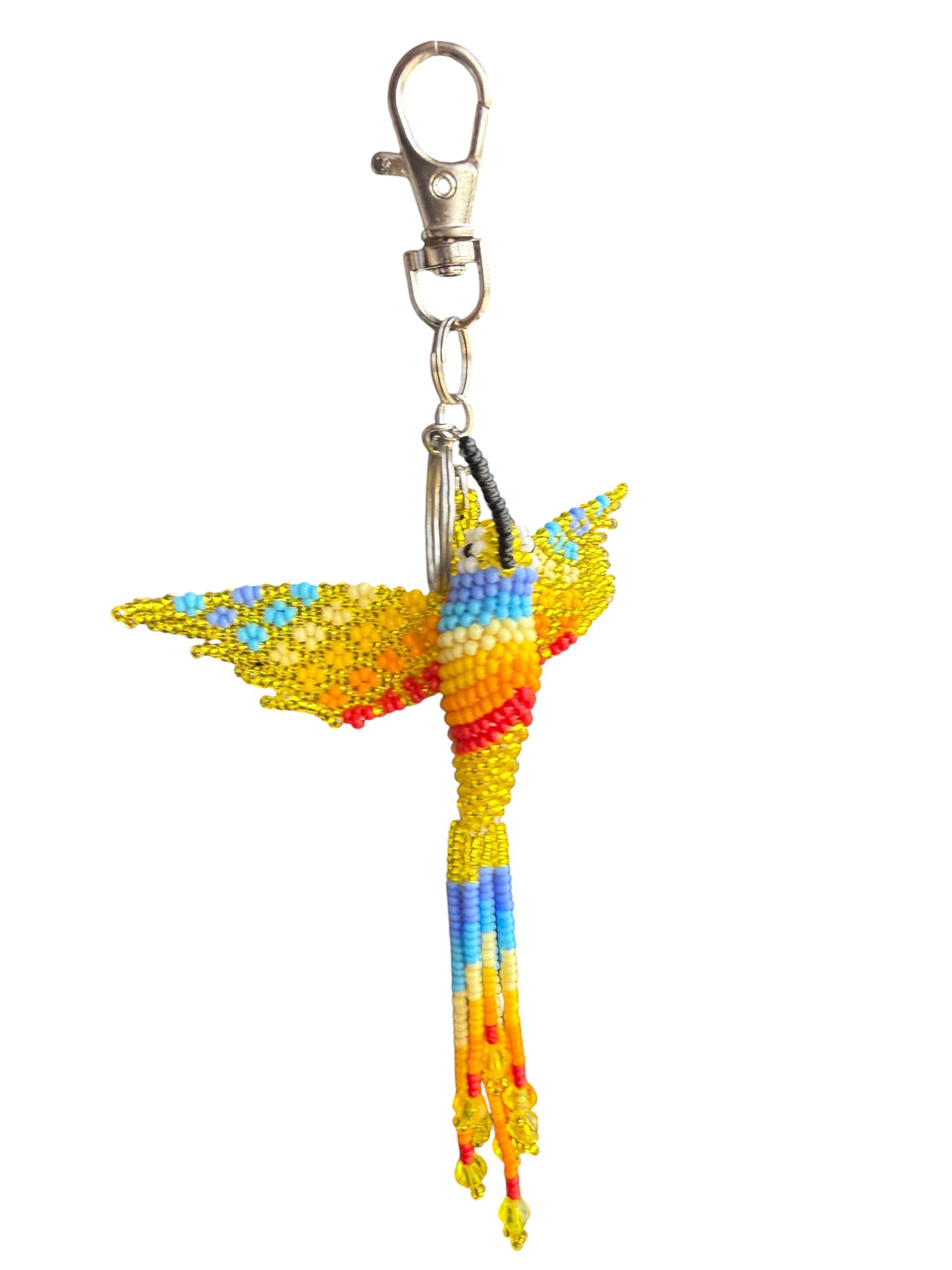 Handmade 3D Beaded Keychain | Colorful Hummingbird & Macaw Design