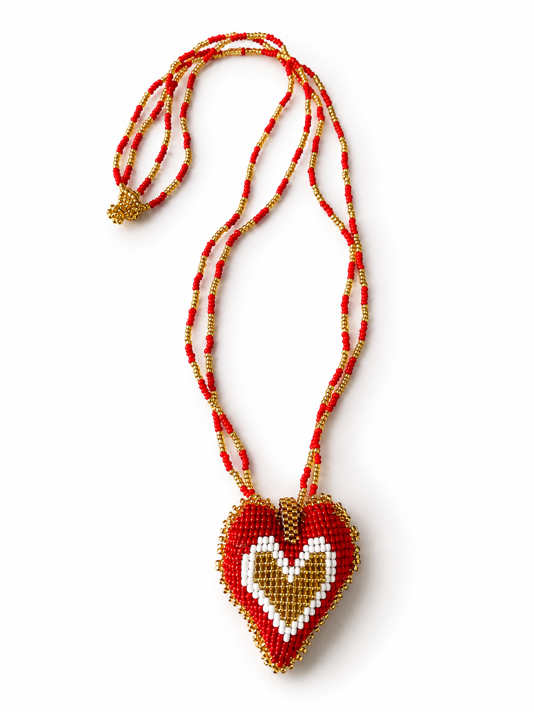 Hearts 3D Beaded Necklaces colors  Artisan Boho Jewelry