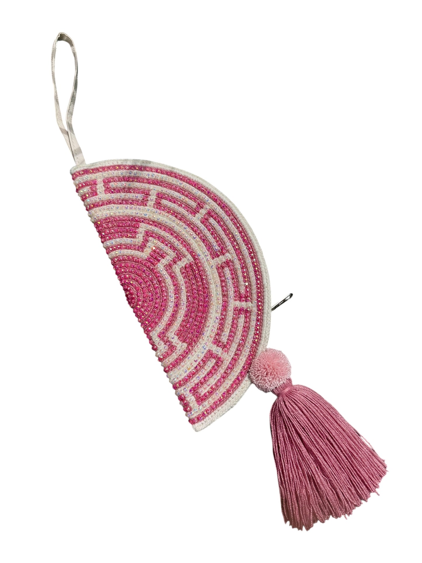 Handmade clutch half moon cosmetic makeup pouch Wayuu crochet Handbag borla Zafira Complements