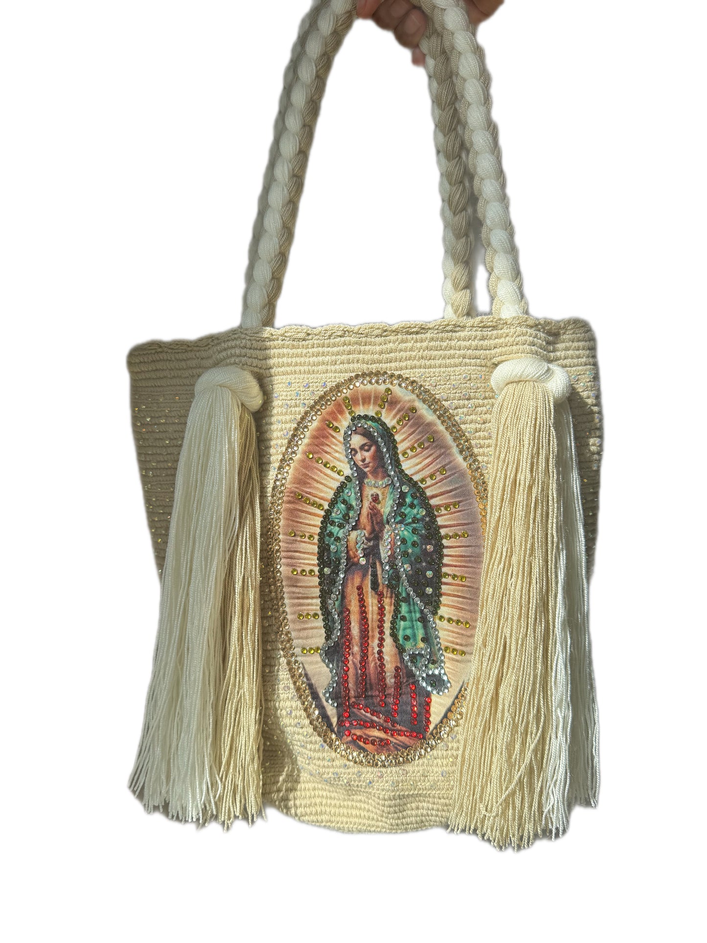 Shoulder Bag Wayuu Virgin of Guadalupe L Decorated Details Handmade