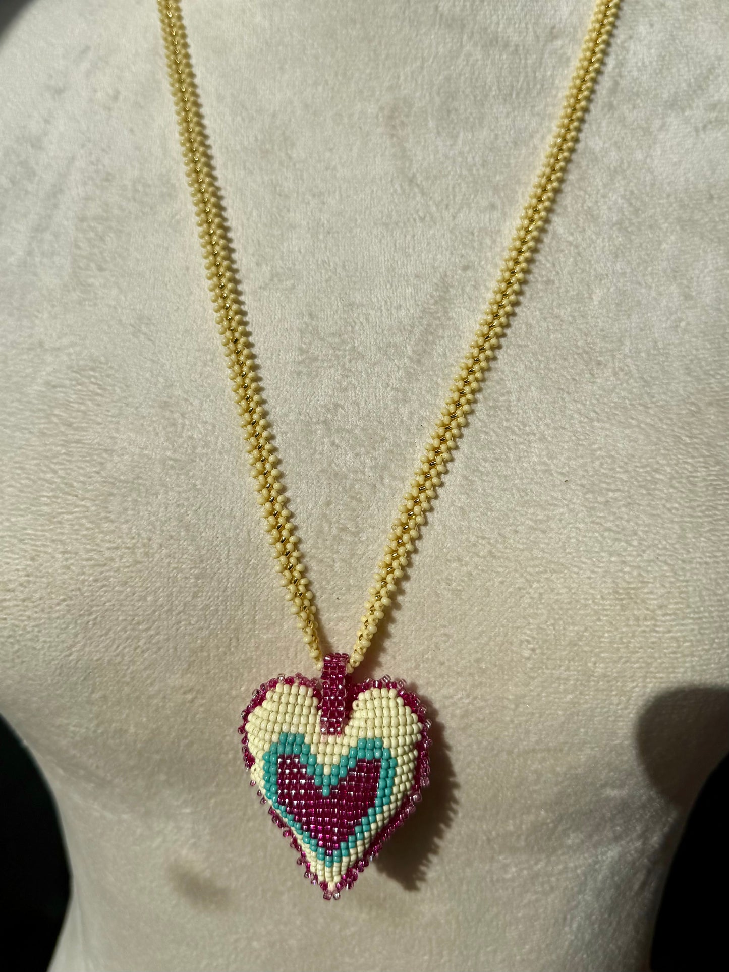 Hearts 3D Beaded Necklaces colors  Artisan Boho Jewelry