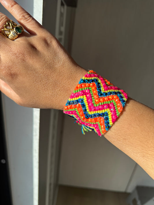 Handmade Crochet Evil Eye Bracelet – Colorful Boho Woven Jewelry