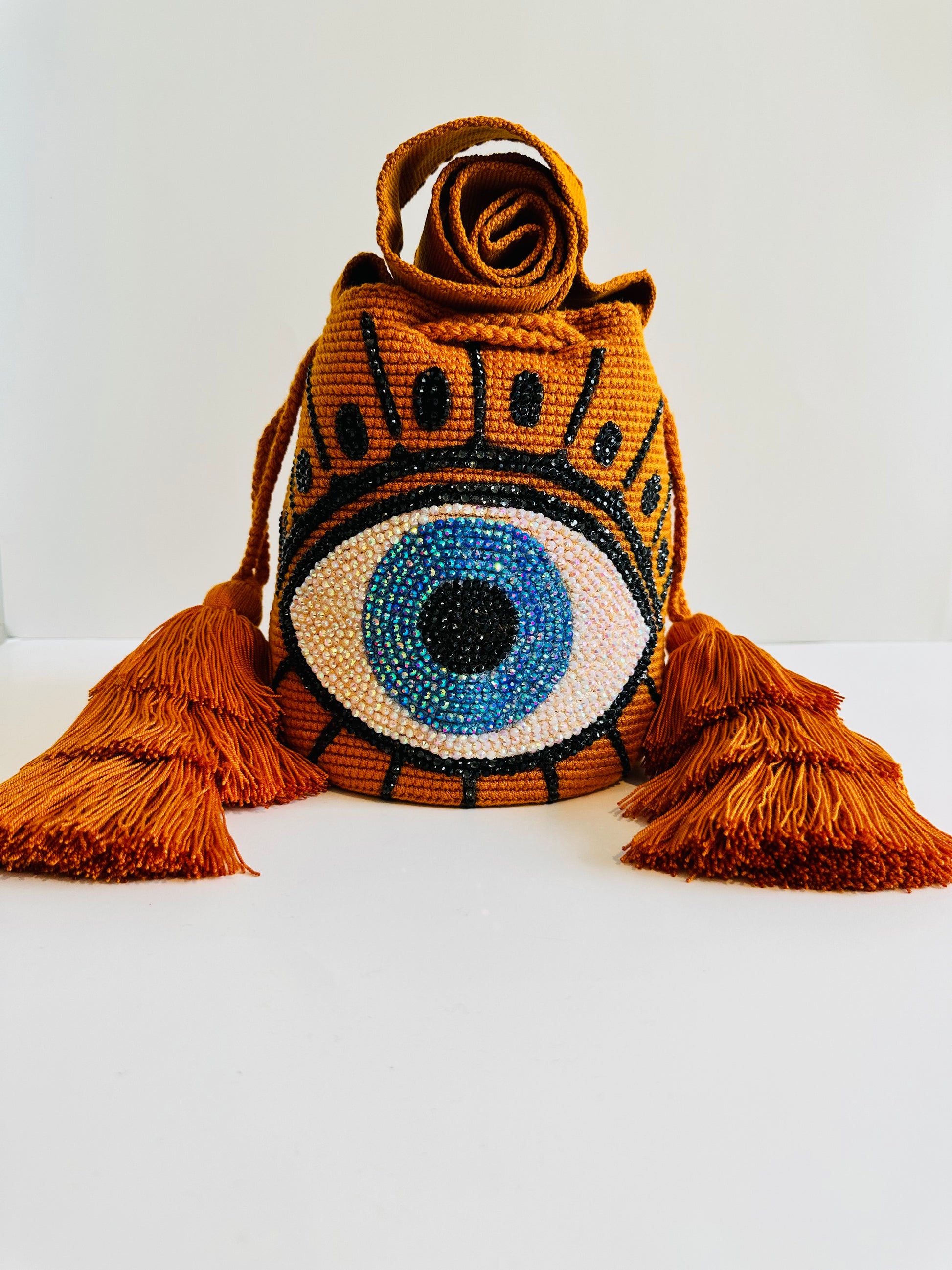 Evil Eye Hanging Beads in Blue and Gold Tote Bag for Sale by HotHibiscus