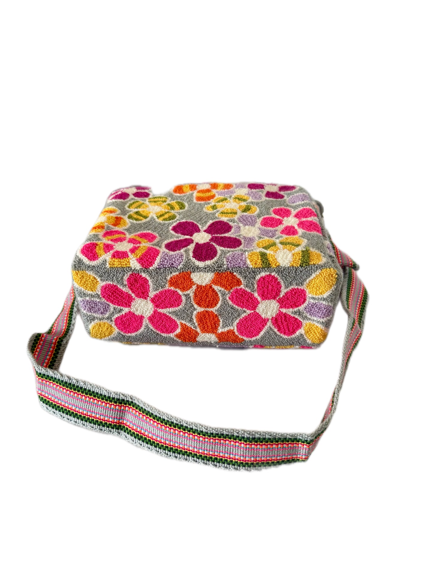 Flowers Tapestry Tote Bag with removable Strap | Handmade Luxury Crossbody Purse