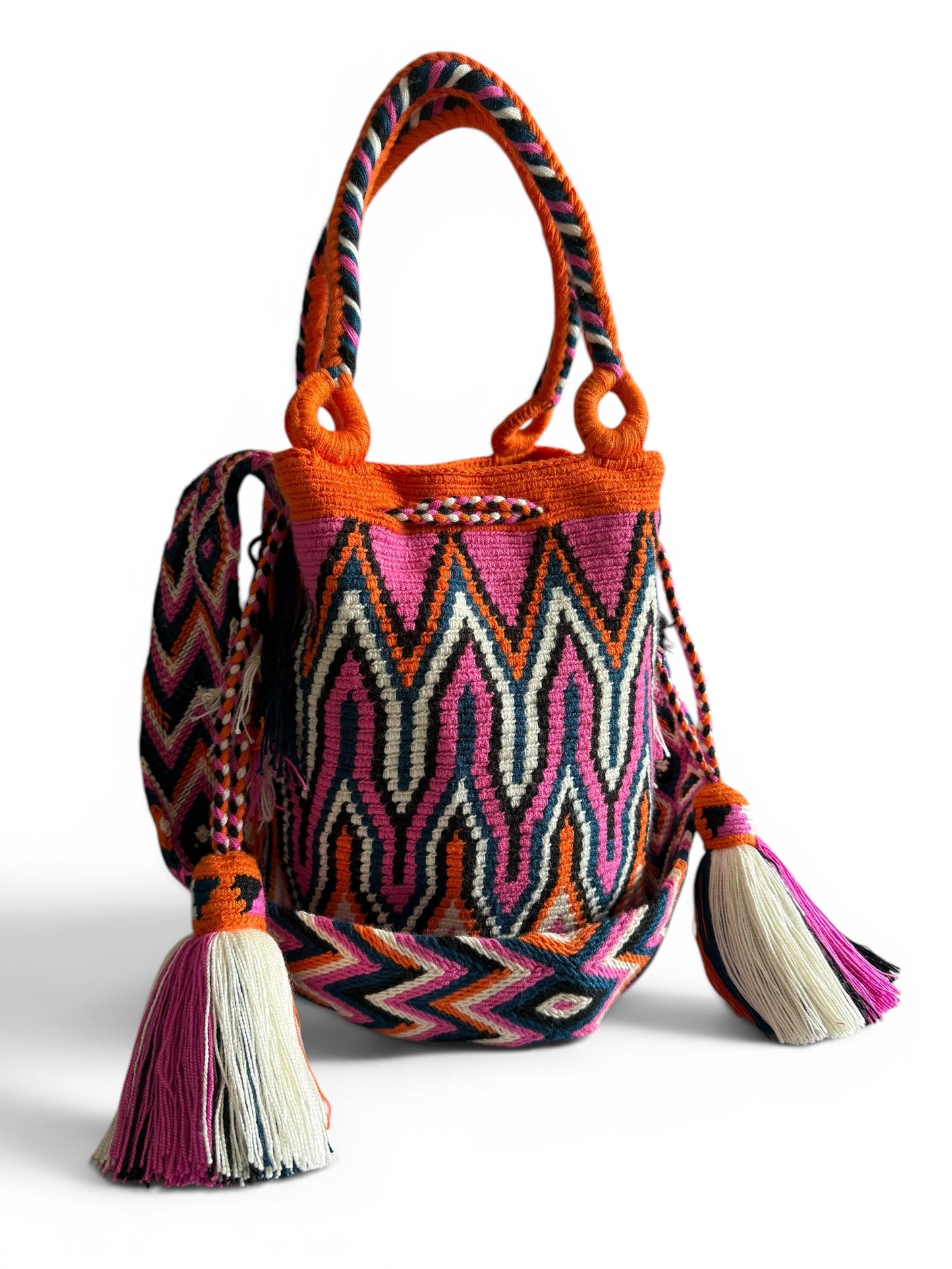 Handmade Wayuu Bag L Double use with crossbody strap & short strap
