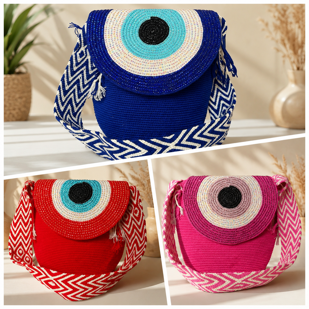 Handmade Wayuu L size with Woven Flap