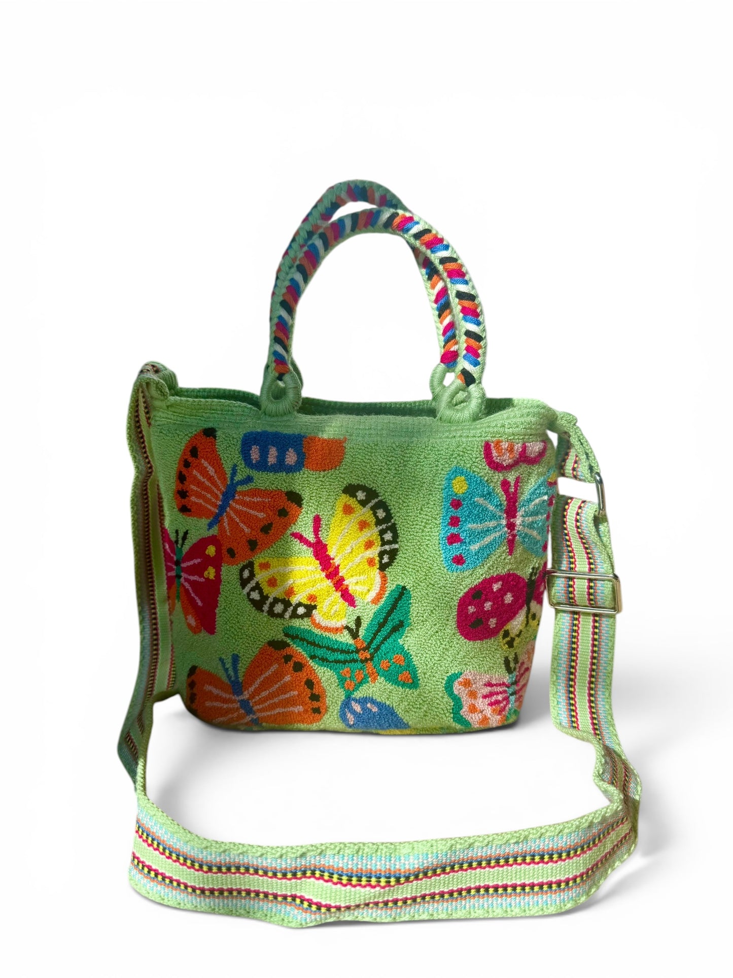 Butterfly Tapestry Mini Tote Bag with Adjustable Strap | Handmade Luxury Crossbody Purse