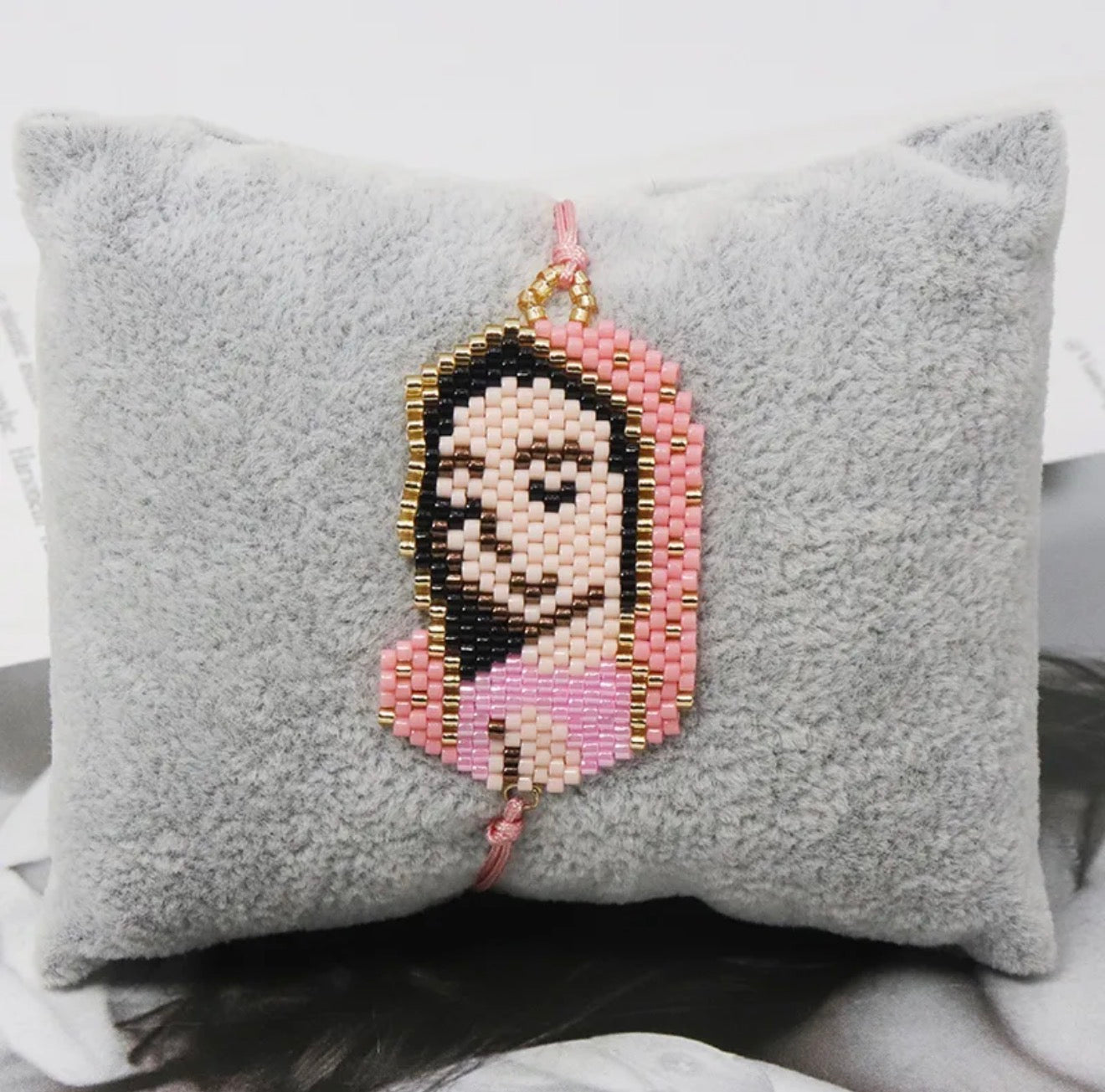 Handmade Virgin of Guadalupe Beaded Bracelets Adjustable Cord Spiritual Jewelry