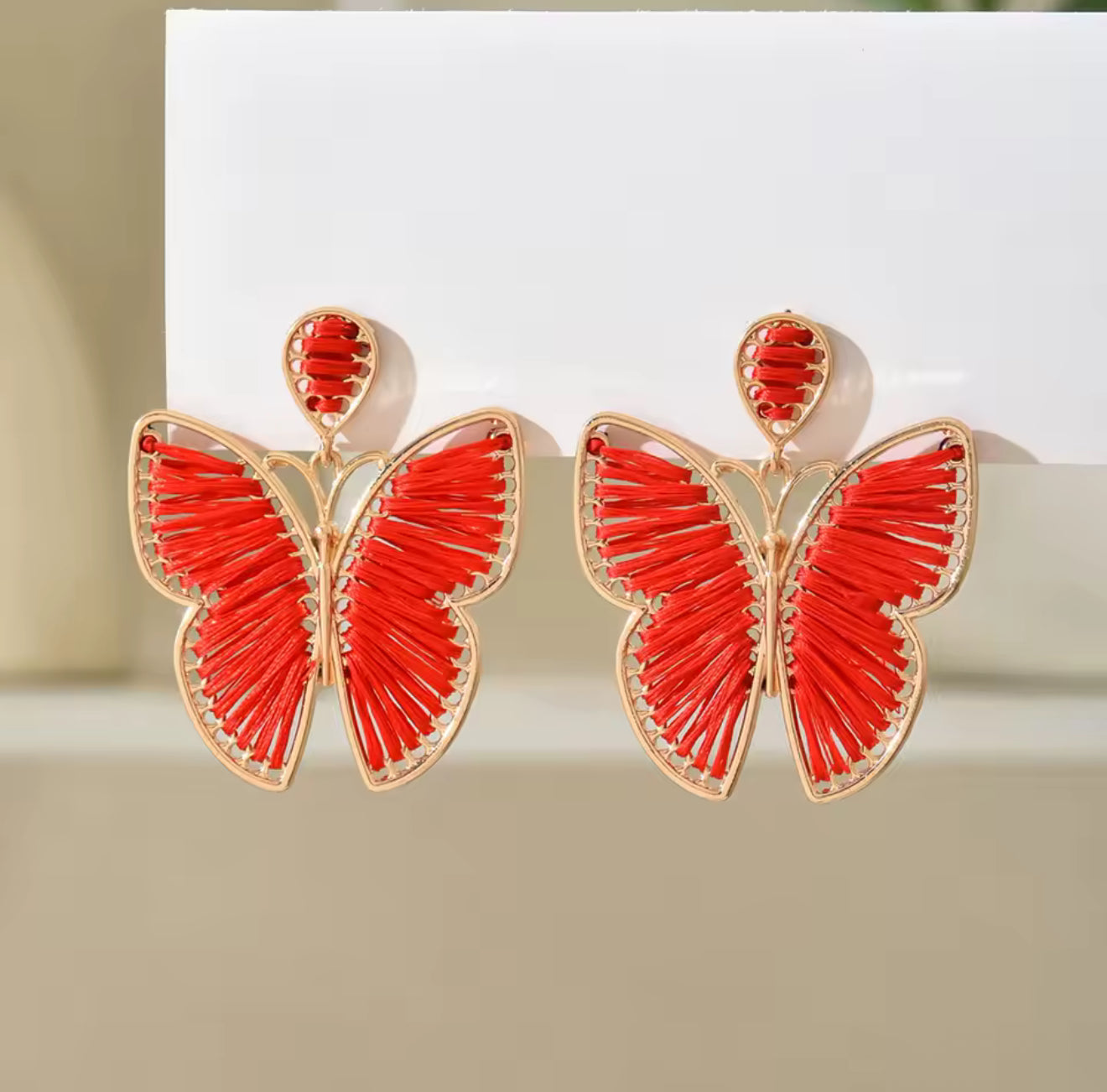 Hand Embroidered Earrings Strawberries, Hearts & Birds