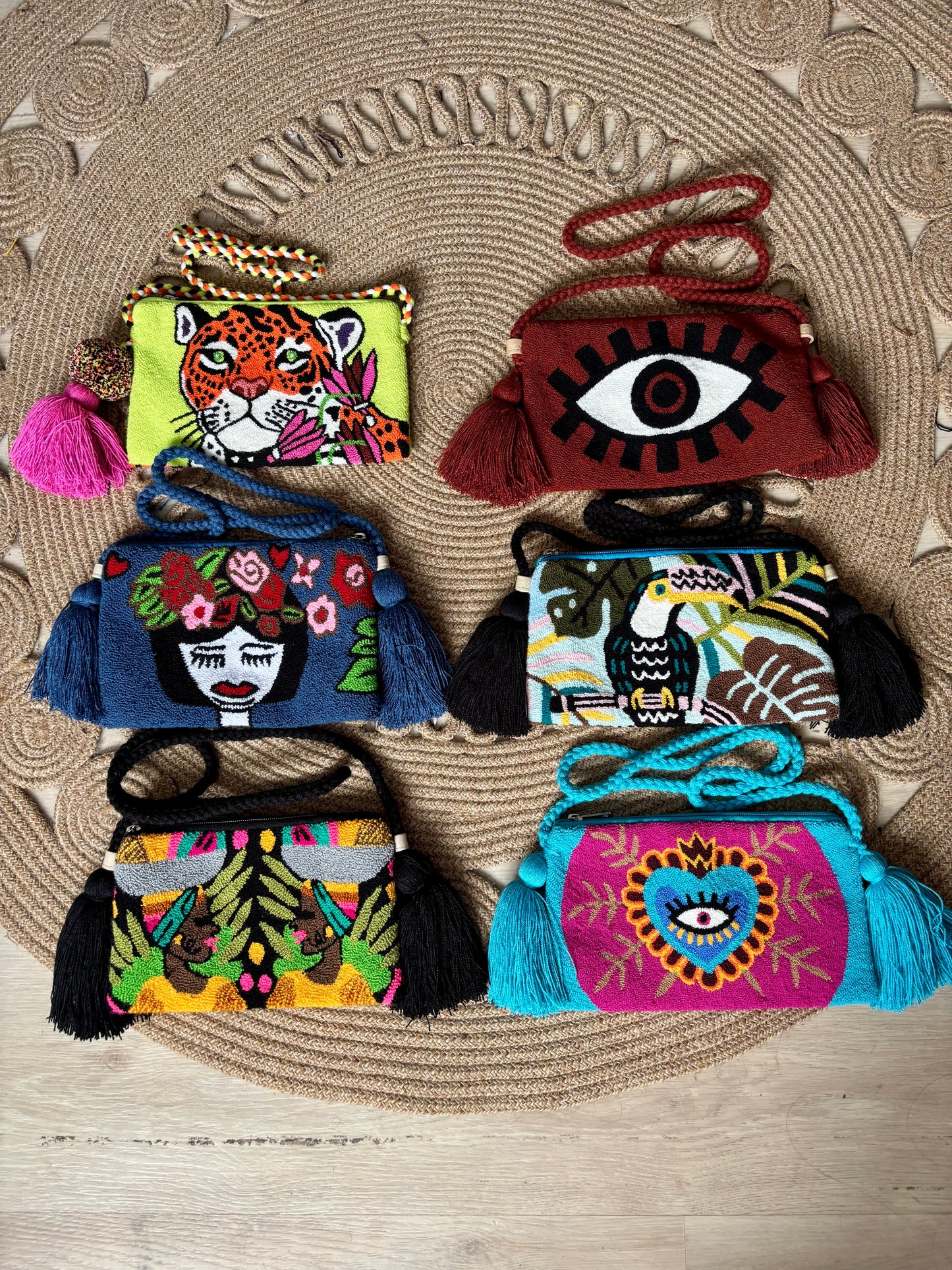 2 crossbody Handmade Wayuu Upholstery Handbag | Zafira Complements