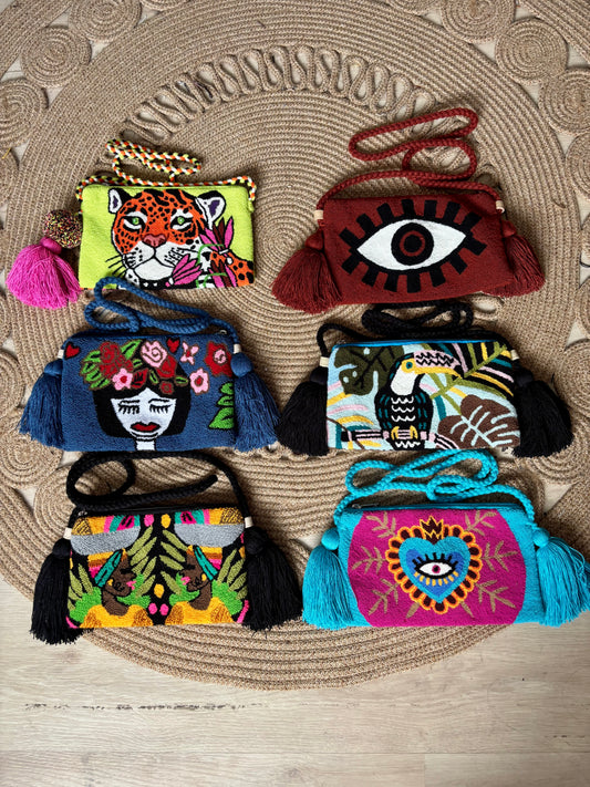 2 crossbody Handmade Wayuu Upholstery Handbag | Zafira Complements