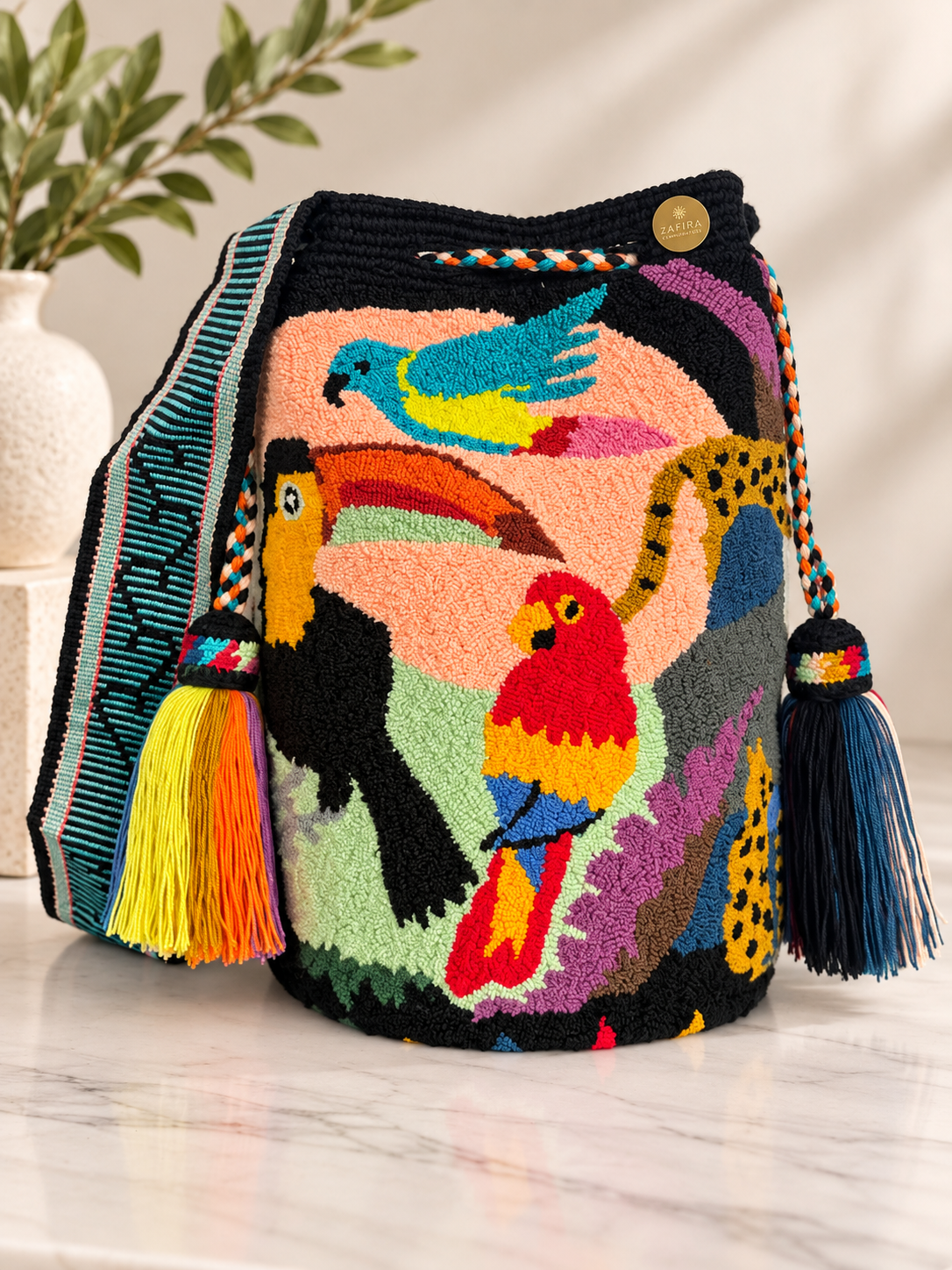 Luxury Large Bucket Bag Upholstered | Handmade Crossbody Bag with Inner Lining