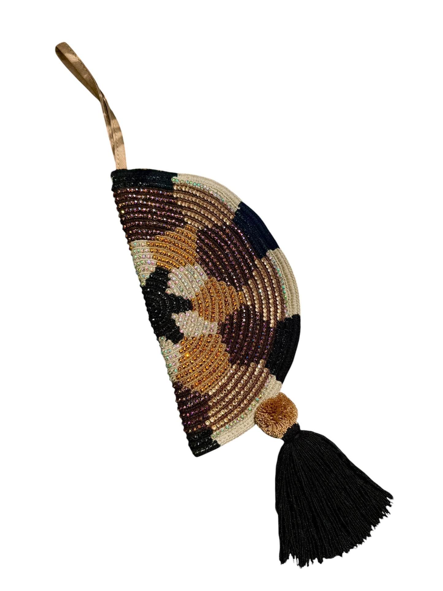 Handmade clutch half moon cosmetic makeup pouch Wayuu crochet Handbag borla Zafira Complements