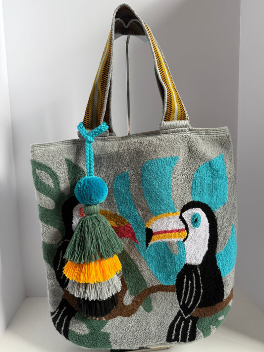 Tote Bag XL wayuu Upholstered Panther Design Handmade