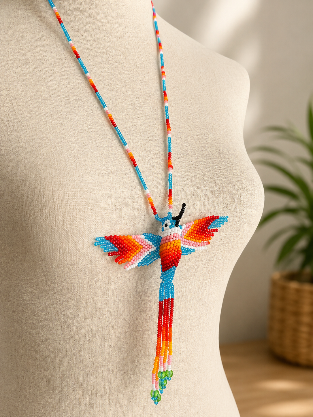 Hummingbird 3D Beaded Necklaces colors Artisan Boho Jewelry