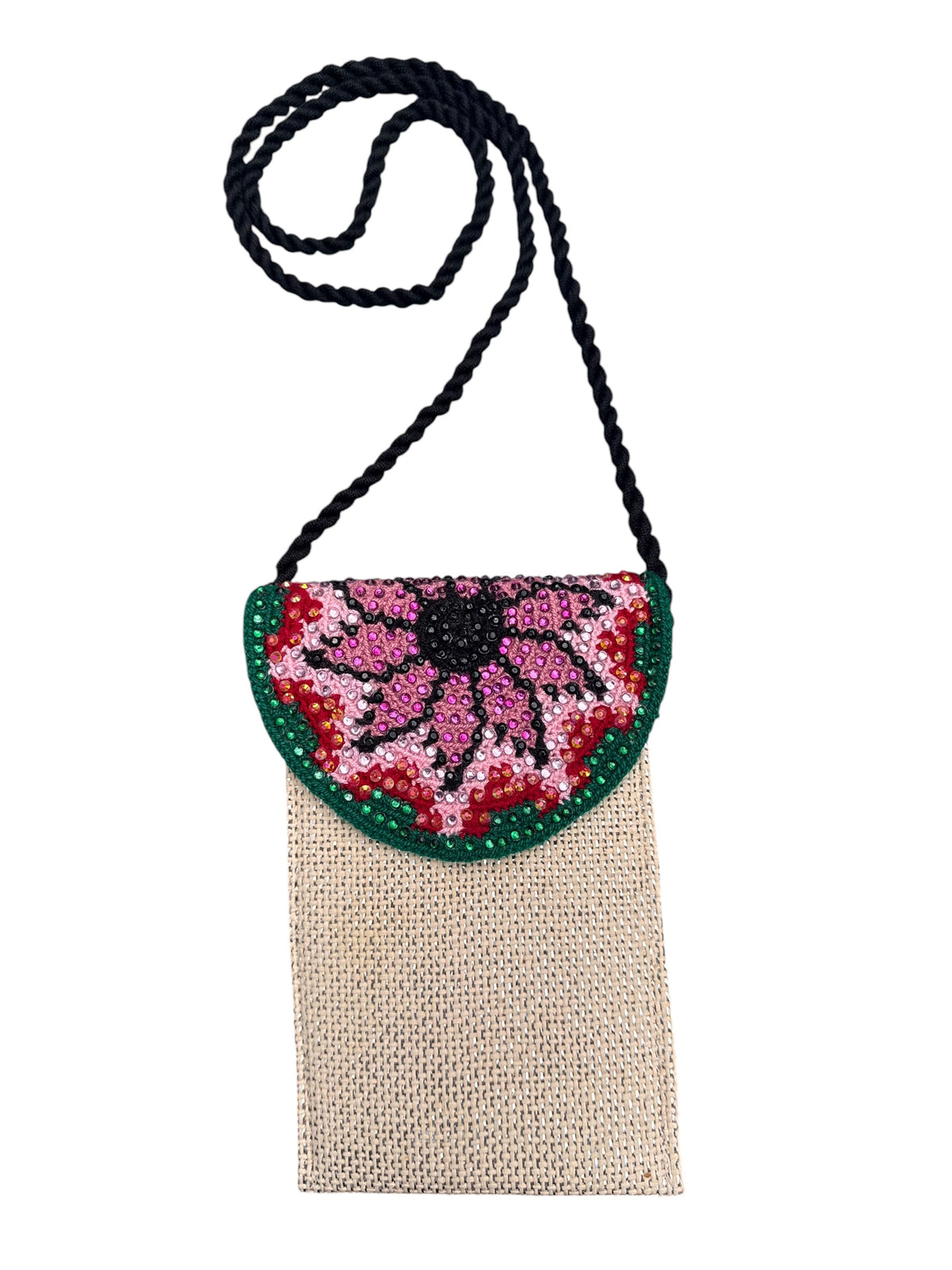 Handmade Phone Pouch decorated | Crossbody Cell Phone Holder with Inner Lining