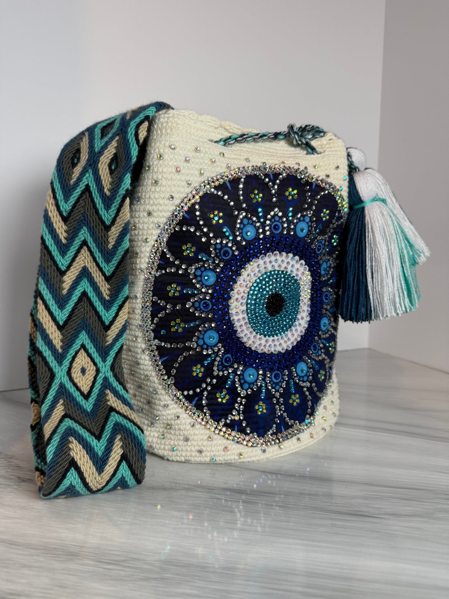 Evil Eye mandala Bag large Bucket crossbody