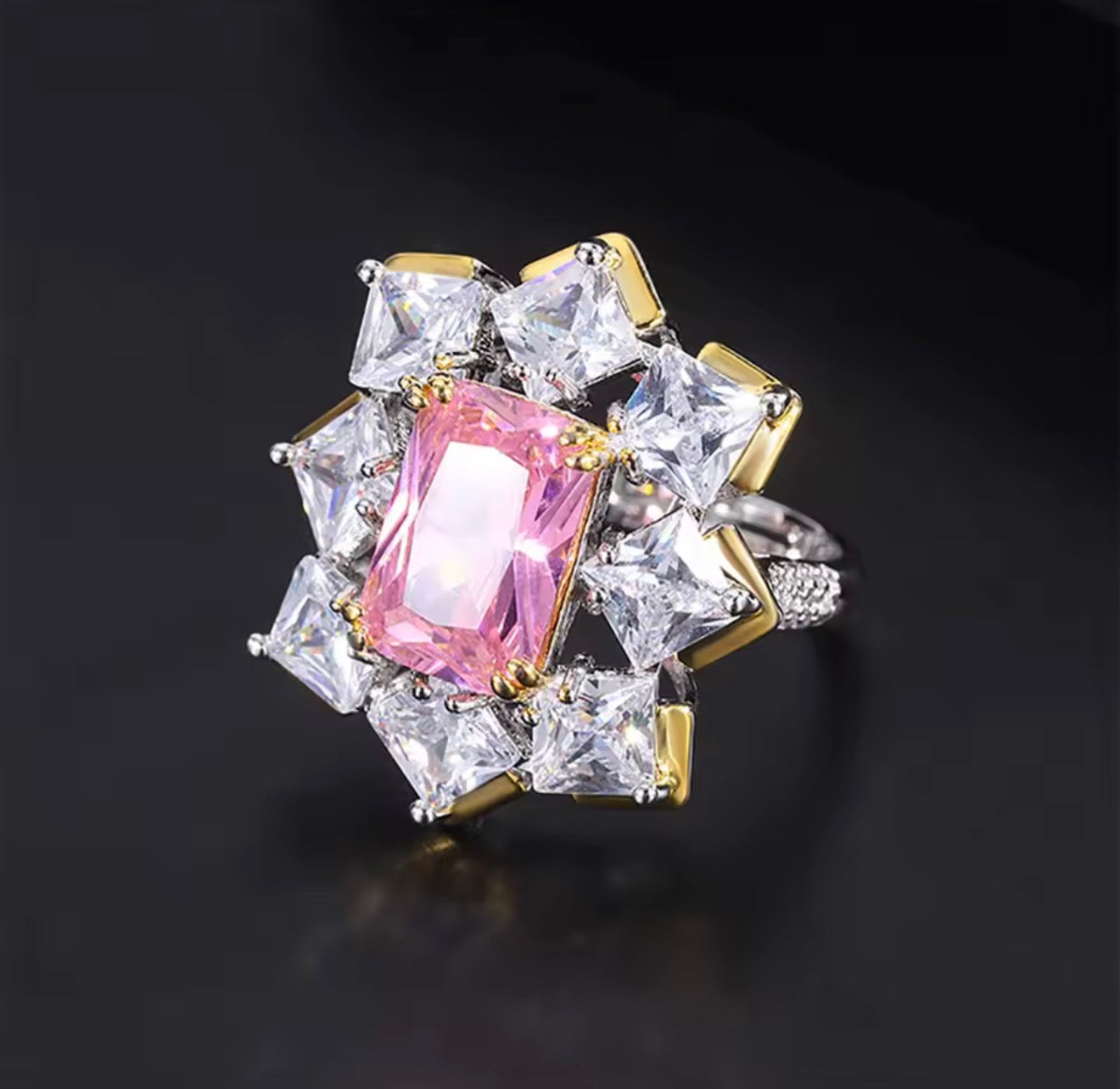 Laboratory Gemstone Ring with Cubic Zirconia in Stainless Steel | Fine Jewelry, Waterproof & Tarnish-Resistant