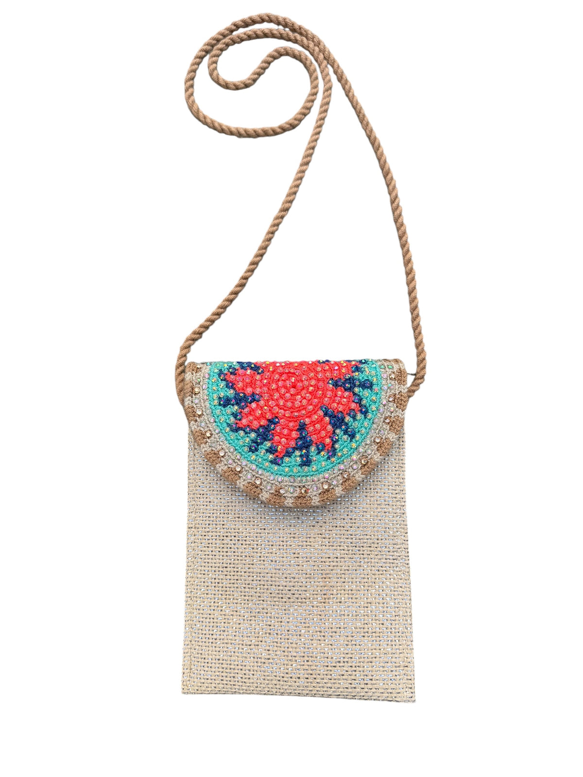 Handmade Phone Pouch decorated | Crossbody Cell Phone Holder with Inner Lining