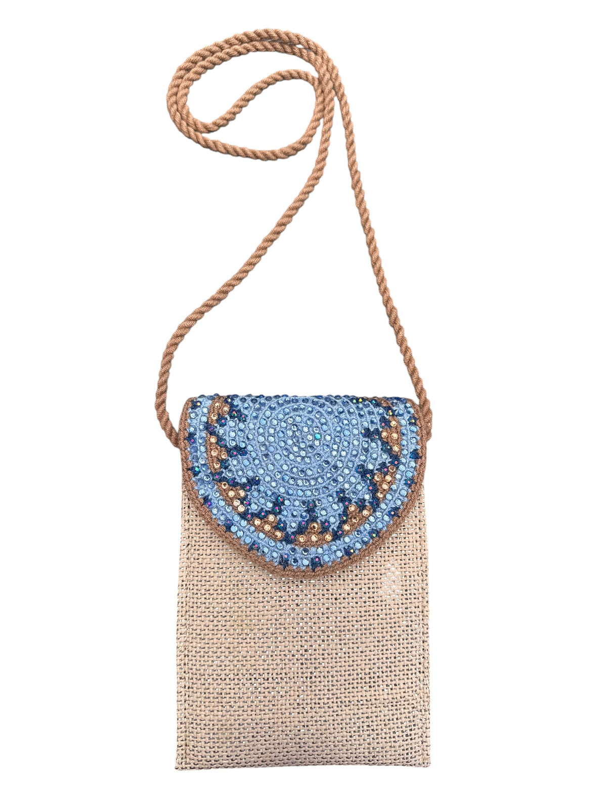Handmade Phone Pouch decorated | Crossbody Cell Phone Holder with Inner Lining