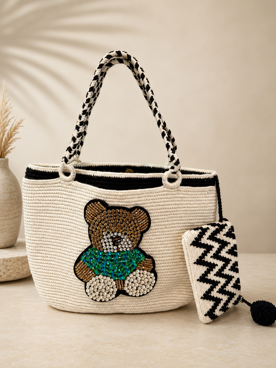 Tote Bag with shoulder Strap with coin purse Handmade Luxury Crossbody Purse