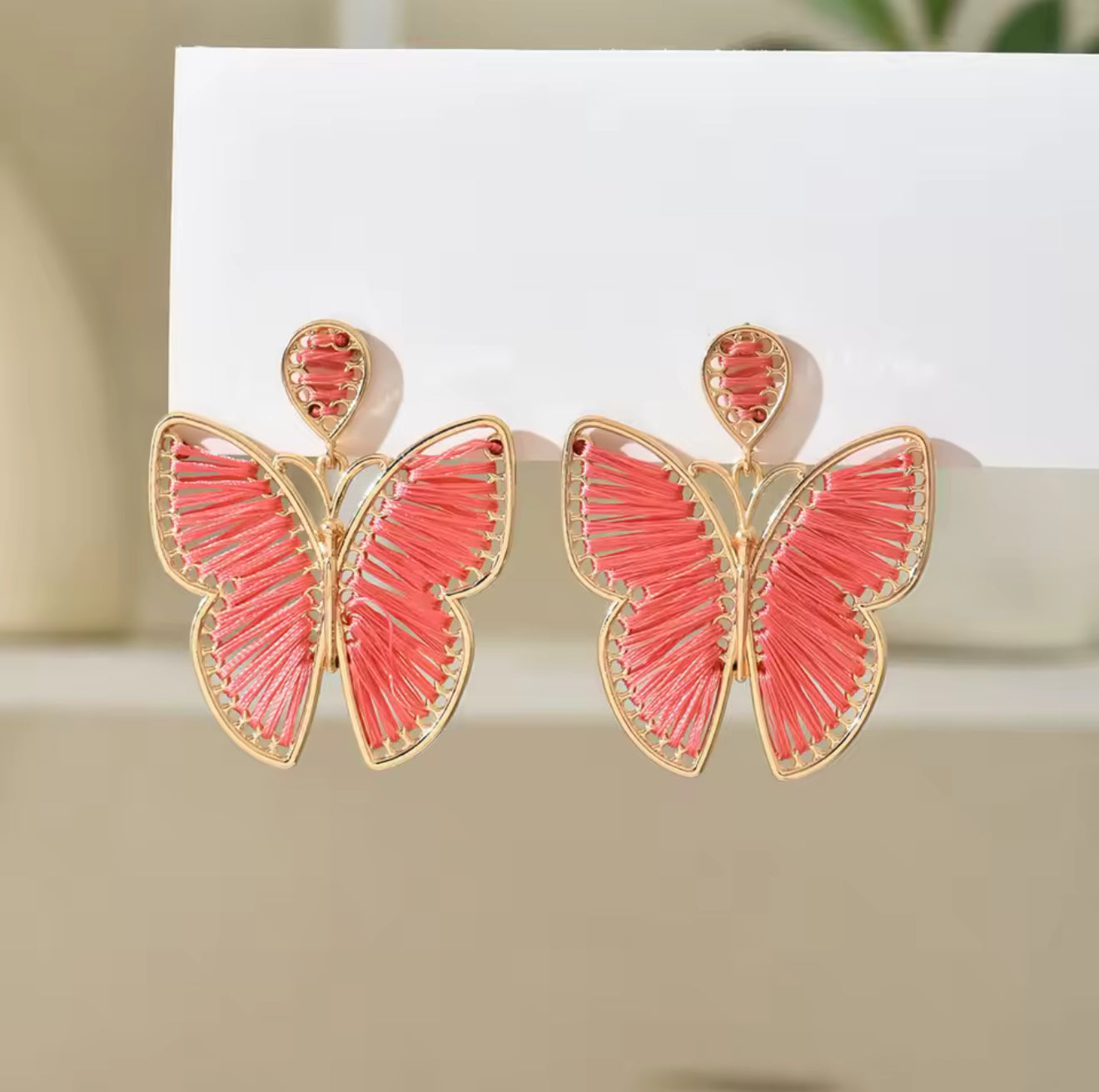 Hand Embroidered Earrings Strawberries, Hearts & Birds