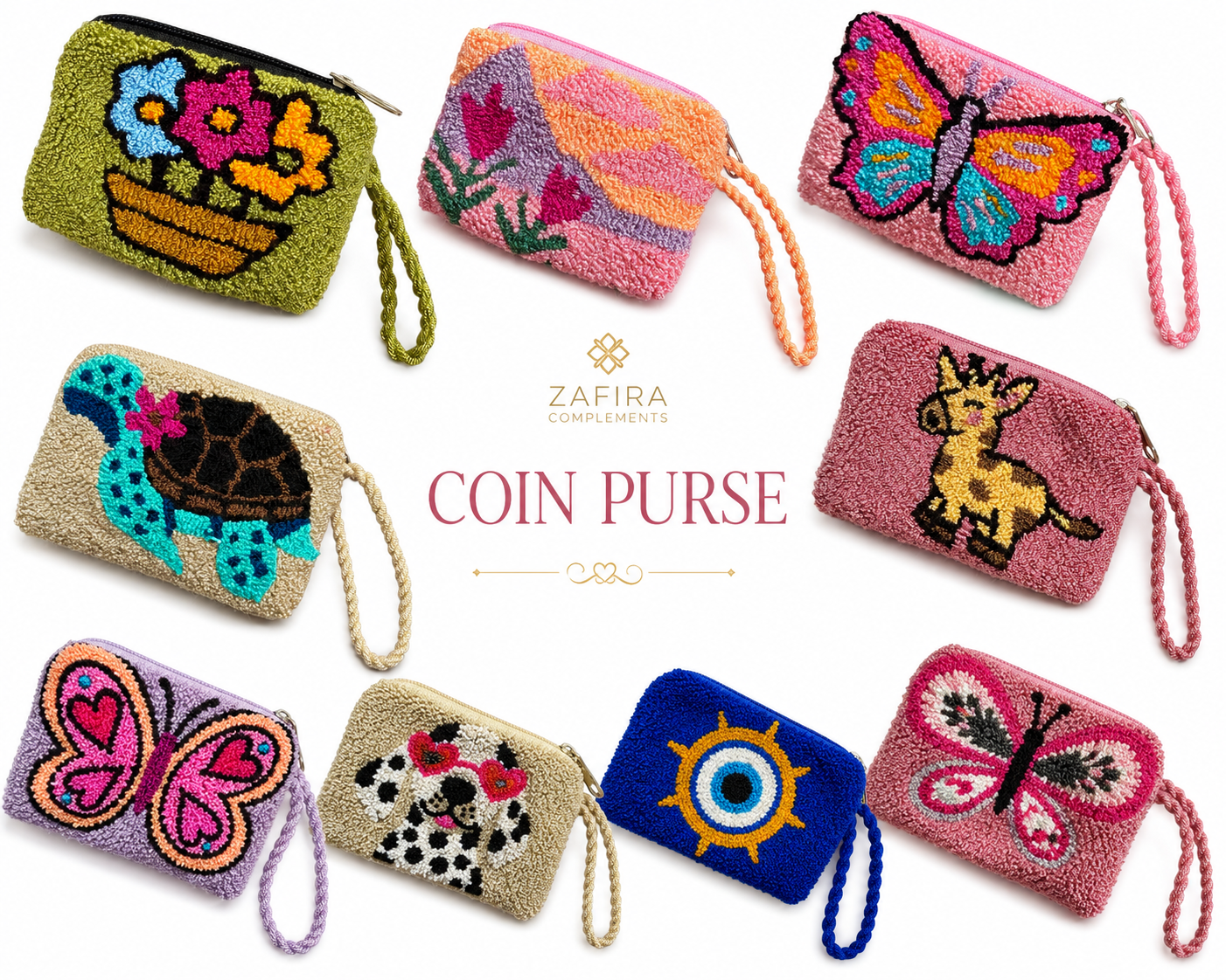 Hand-Embroidered Evil Eye Coin Purses – Unique Charm Wallets Full of Protection & Color