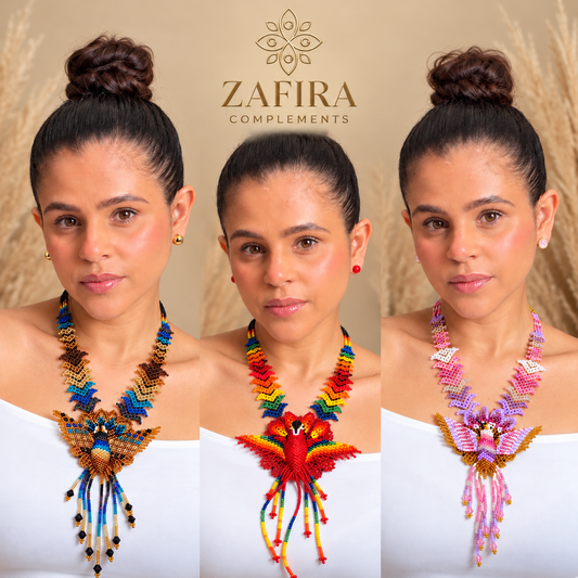 3D Hummingbird & Macaw Beaded Necklaces | Artisan Statement Jewelry