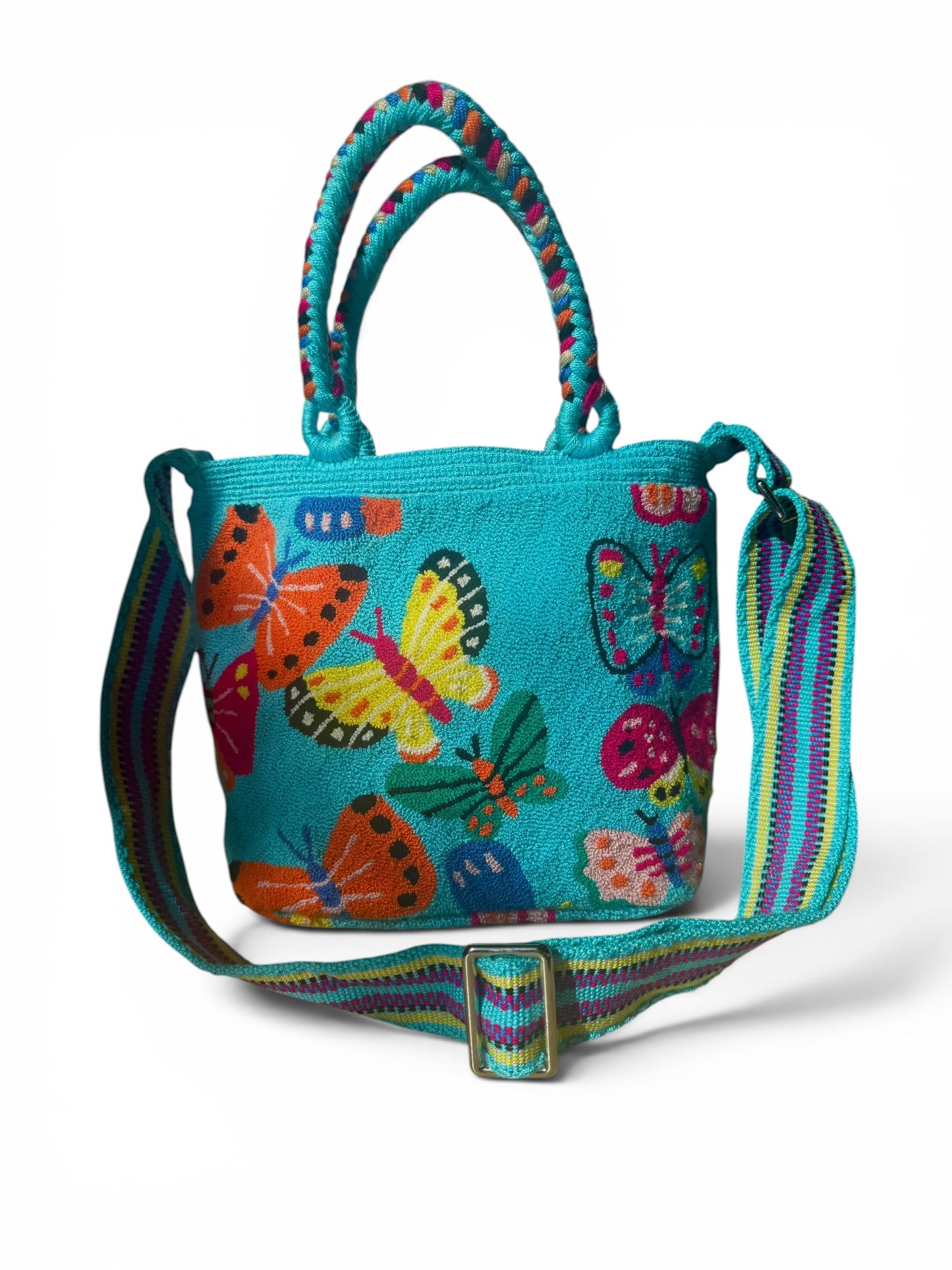 Butterfly Tapestry Mini Tote Bag with Adjustable Strap | Handmade Luxury Crossbody Purse