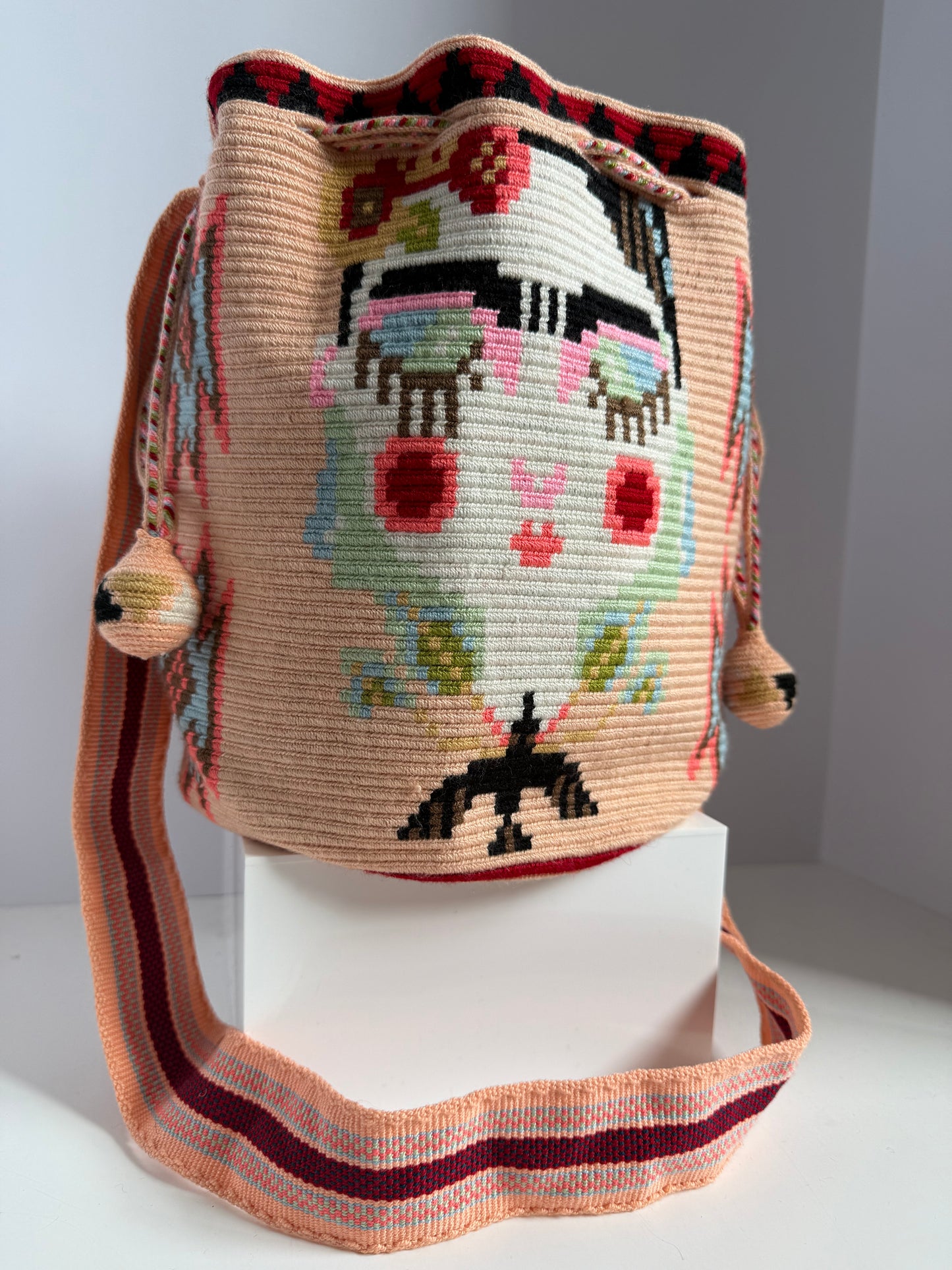 One string Handmade Wayuu Frida special Bag M crossbody strap & braided handle